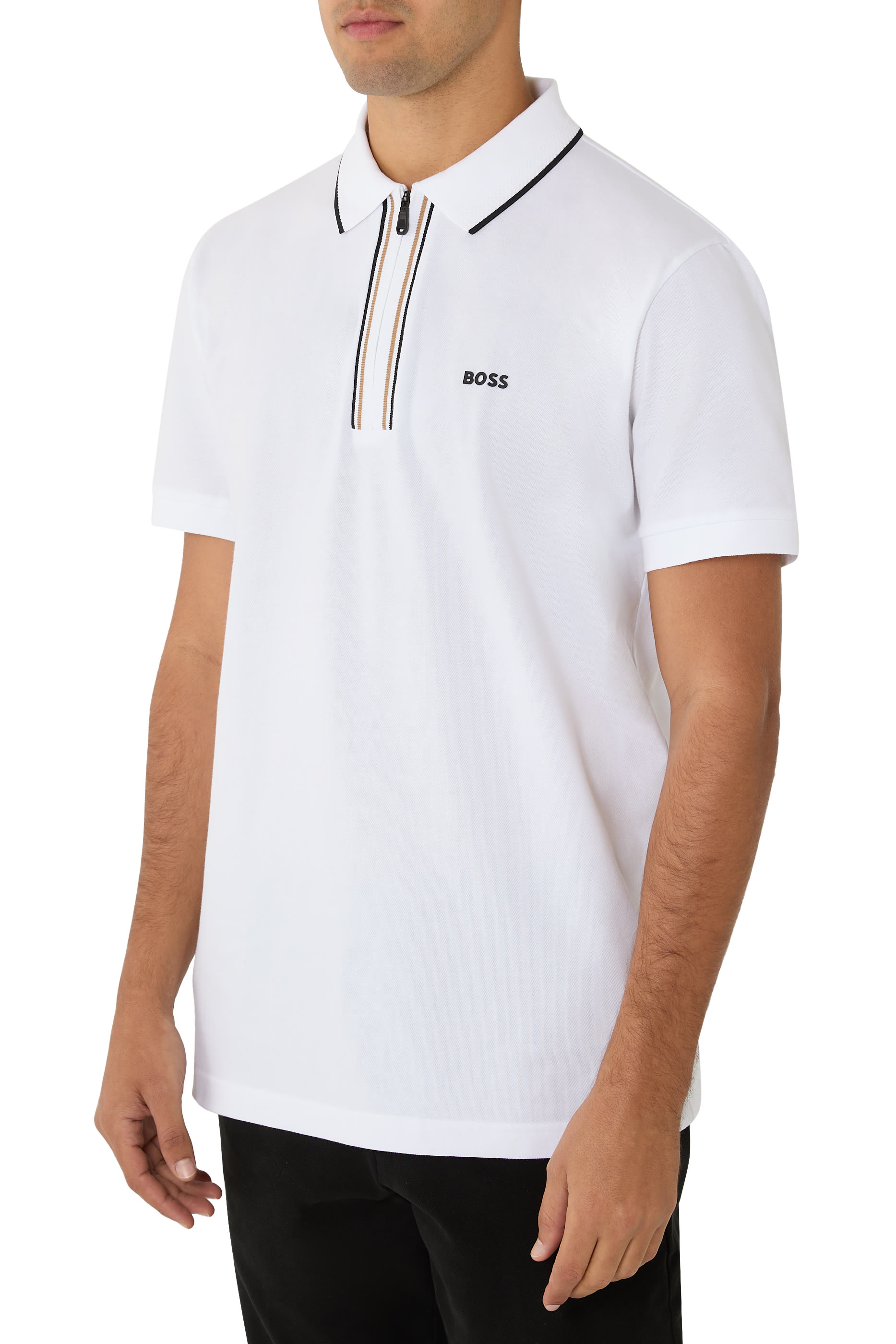 قميص بولو بقصة ضيقة قطن مطاطي سريع الجفاف