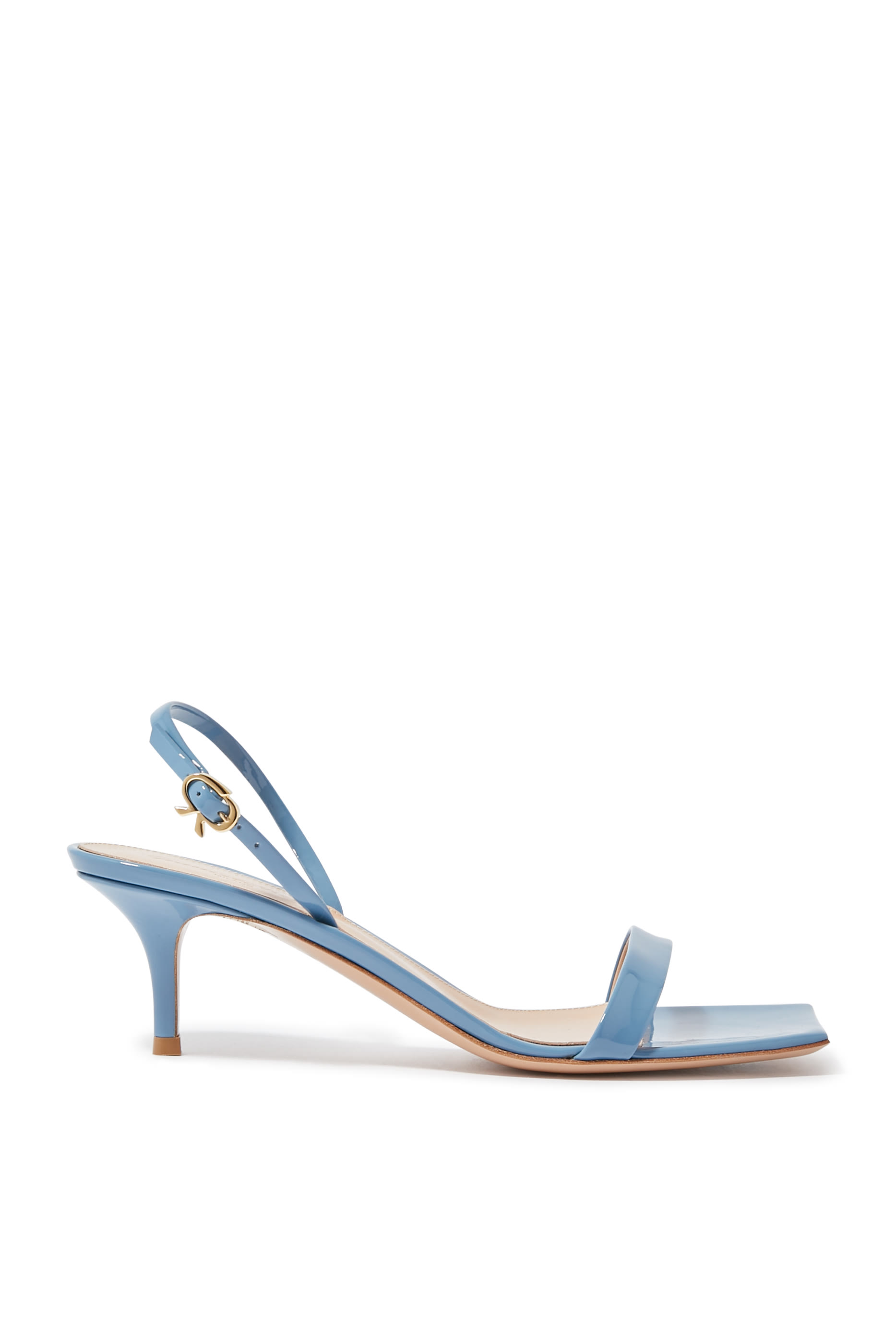 صندل ريبون 55 بكعب قصير جلد لامع