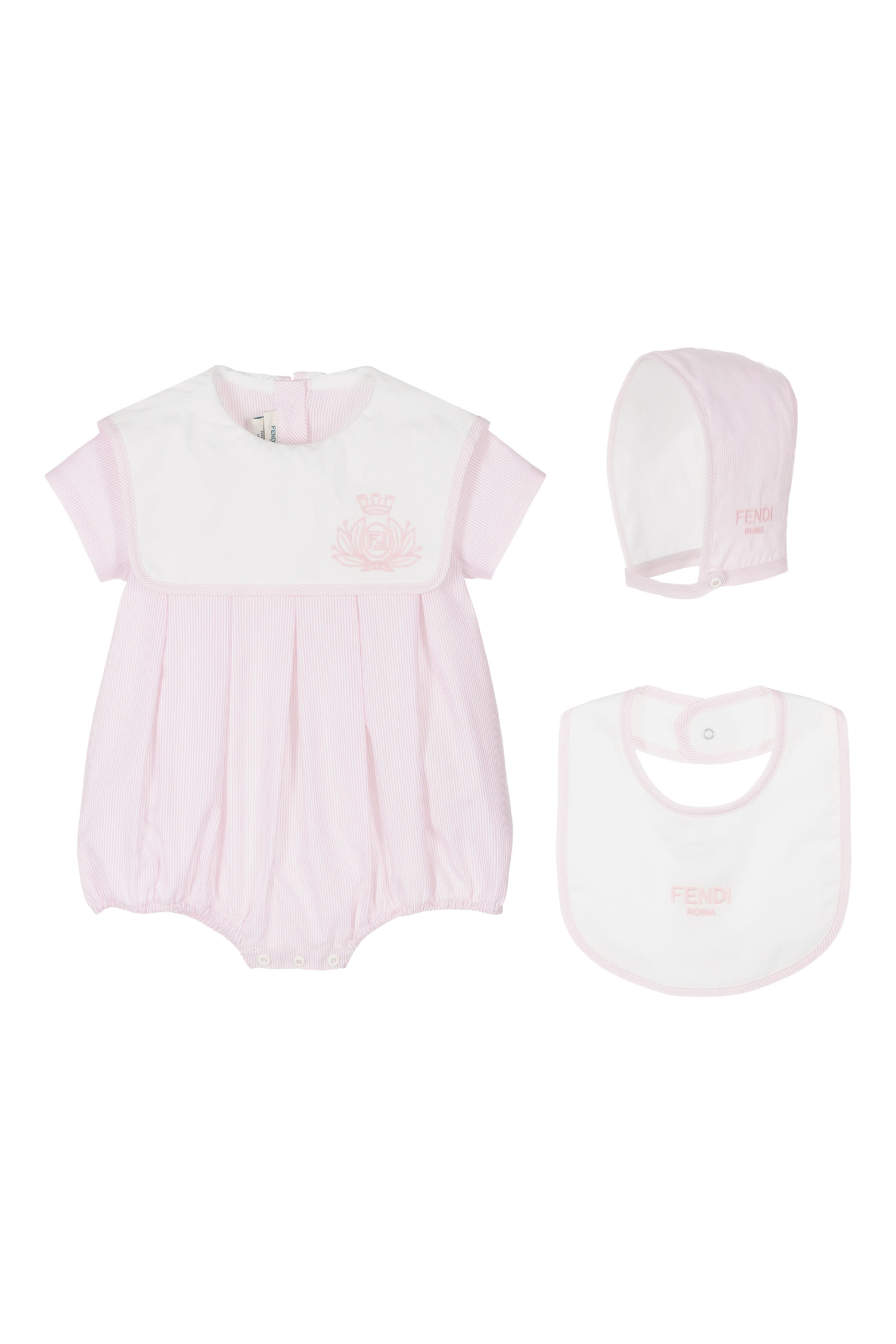 طقم هدية أفرول مخطط، مريلة، وقبعة بيني للأطفال