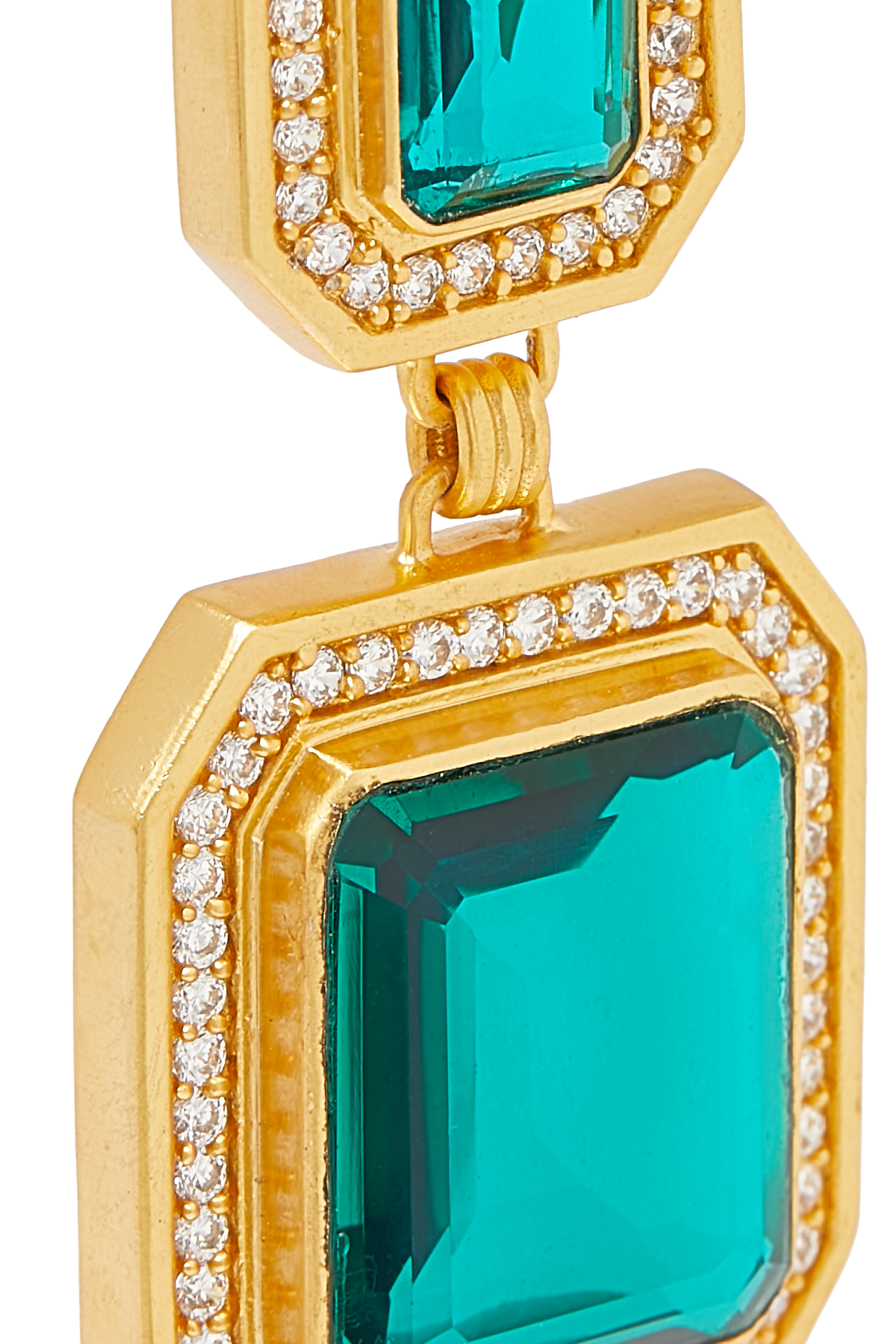 أقراط جينيفر باسيفيك مرصعة بكوارتز الياقوت والكريستال نحاس مطلي بذهب عيار 24 قيراط بسمك الميكرون