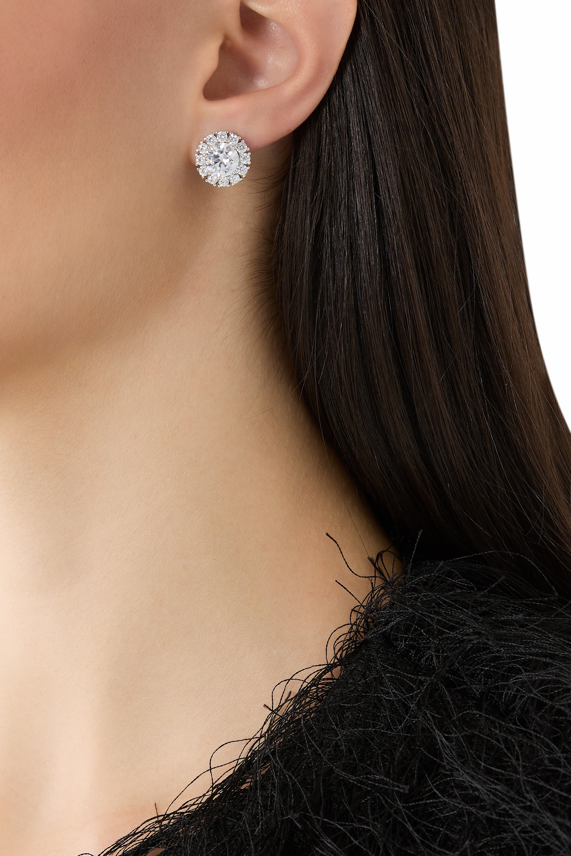  أقراط غرايس مرصعة بأحجار زركونيا مكعبة، فضة استرلينية عيار 925