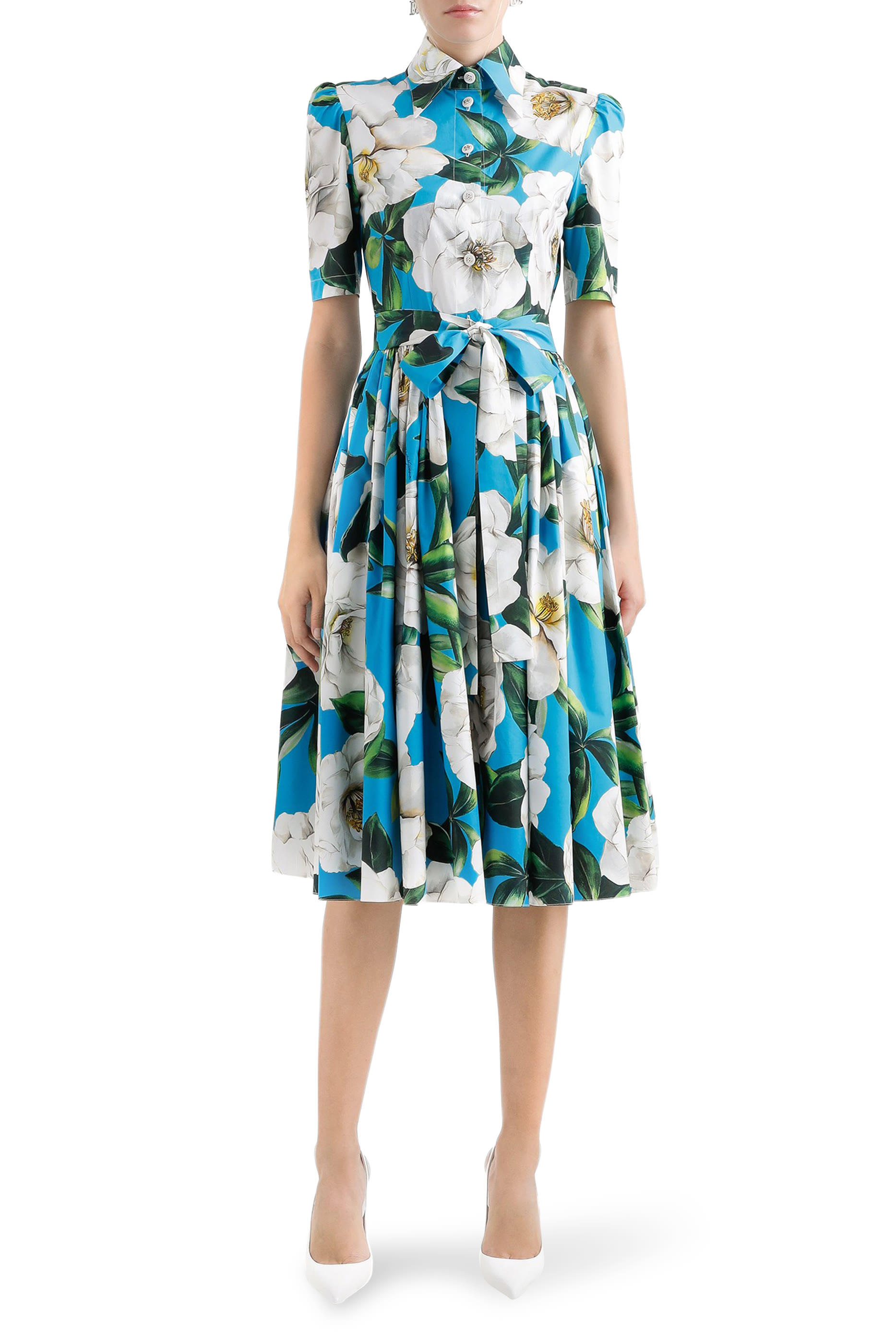 فستان قصير بنمط مشد بنقشة زهور