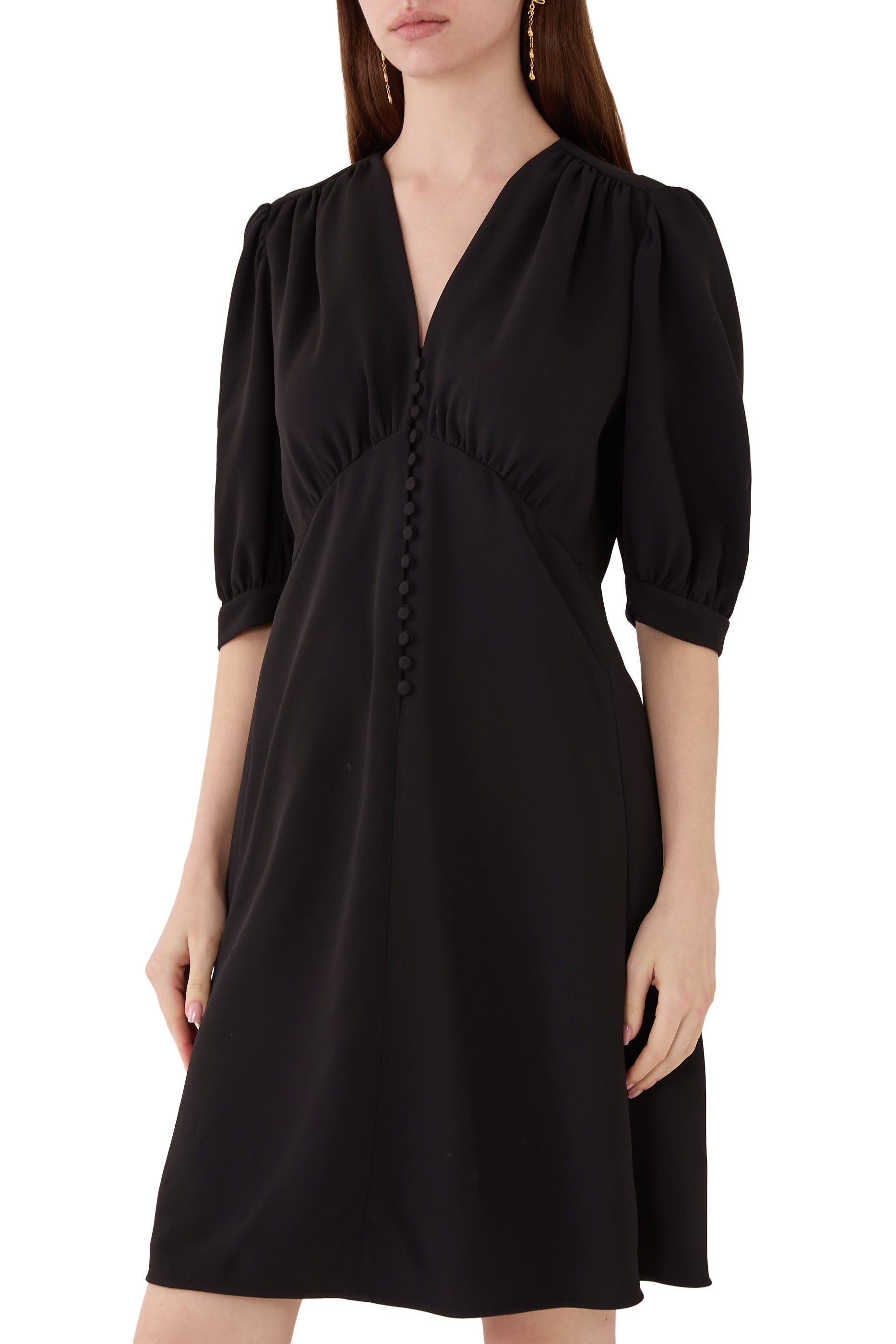 فستان بقصة واسعة نحو الأسفل كريب