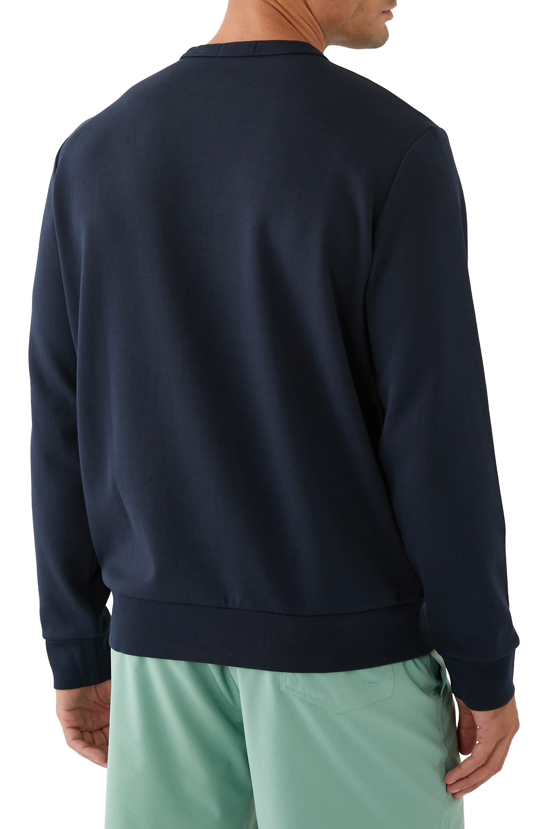 سويت شيرت نسيج مزدوج بتطريز شعار الماركة