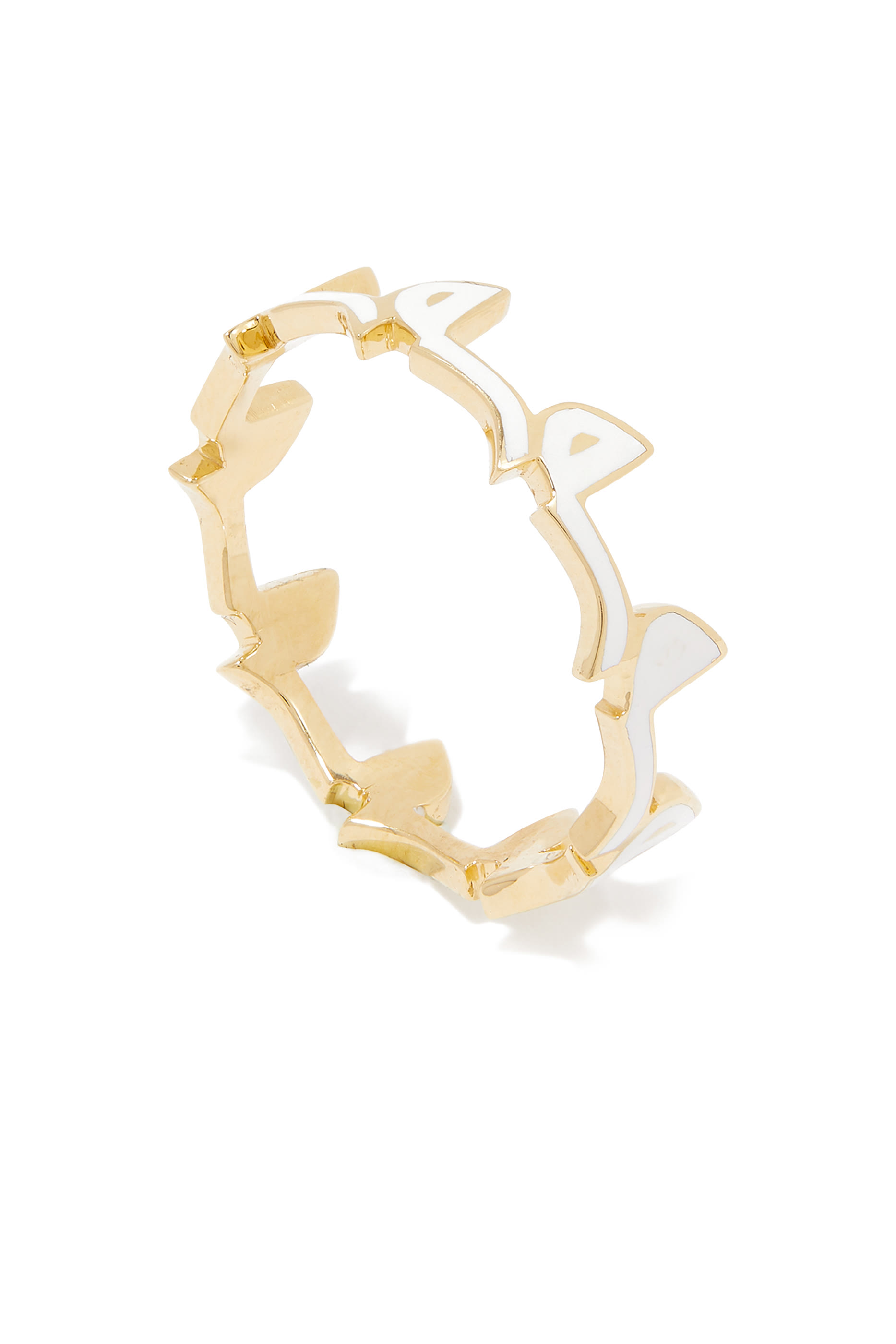 خاتم بتصميم حرف "م" مطلي بالمينا ذهب أصفر