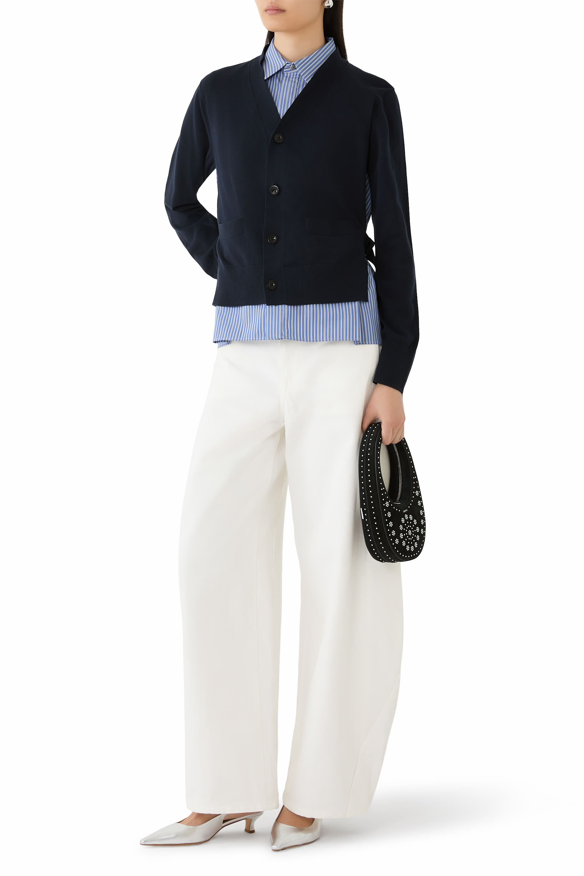 Poplin x Cotton Knit Cardigan 