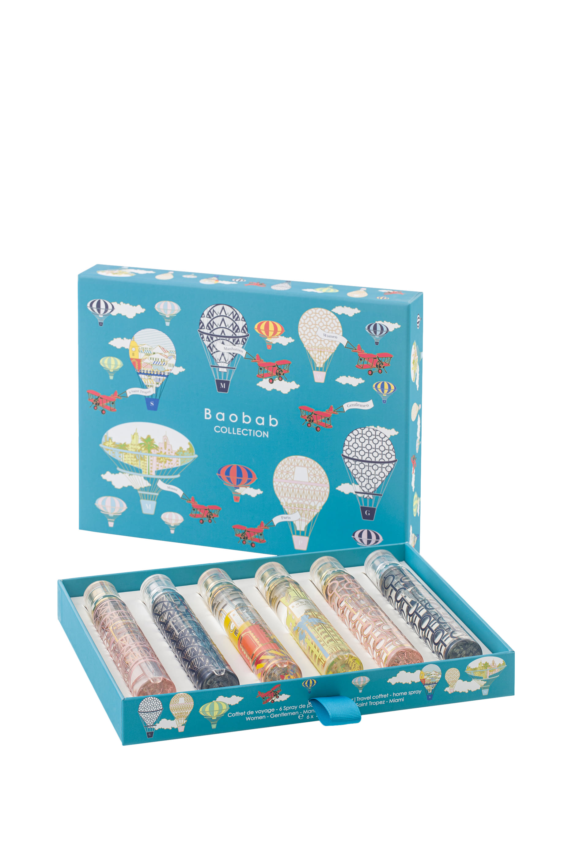 مجموعة هدايا  6 بخاخات معطر غرف بحجم مناسب للسفر سان تروبيه / ميامي / باريس / مانهاتن / وومن/ جنتلمان