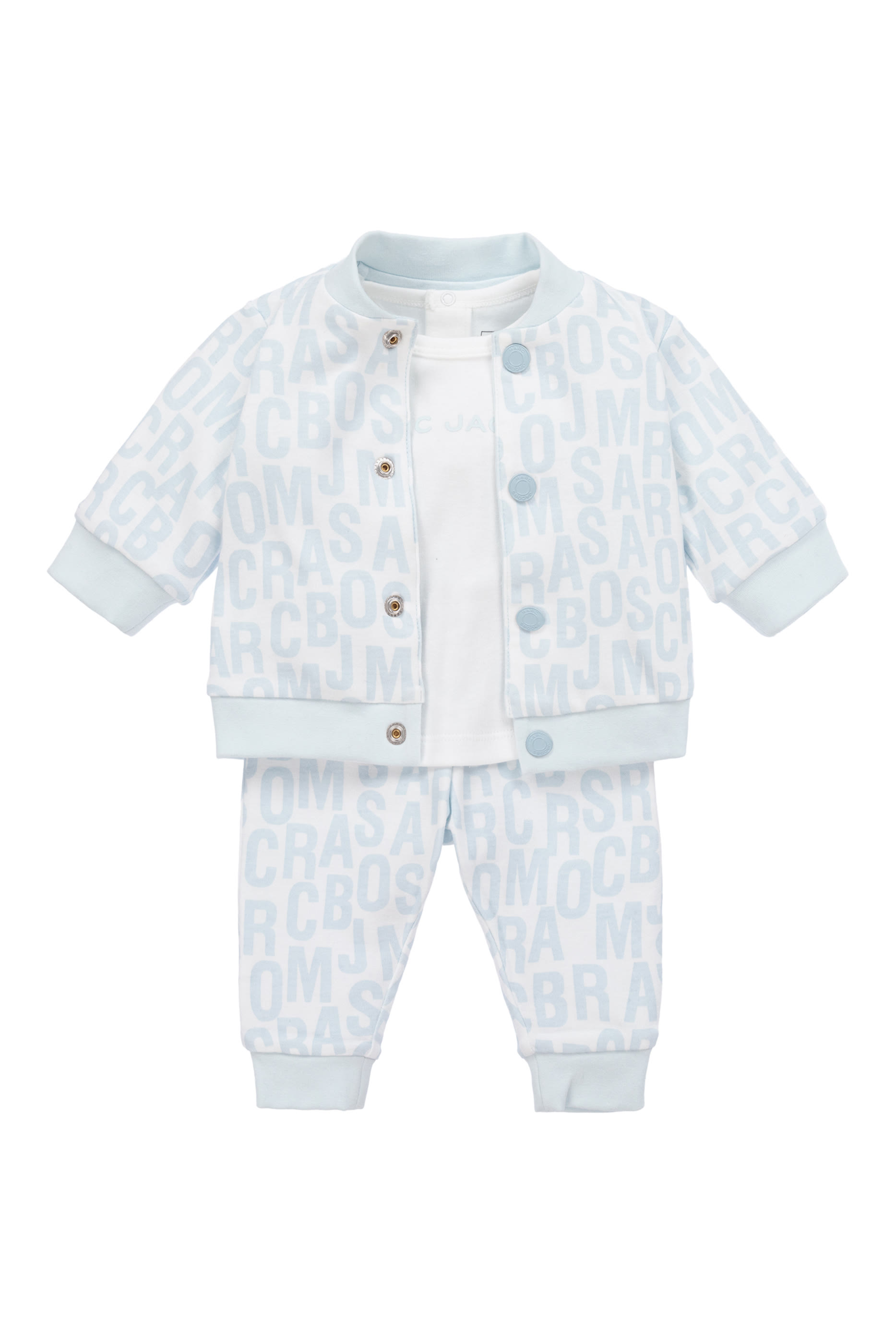 طقم بيجامة وقميص بشعار الماركة للأطفال، 3 قطع