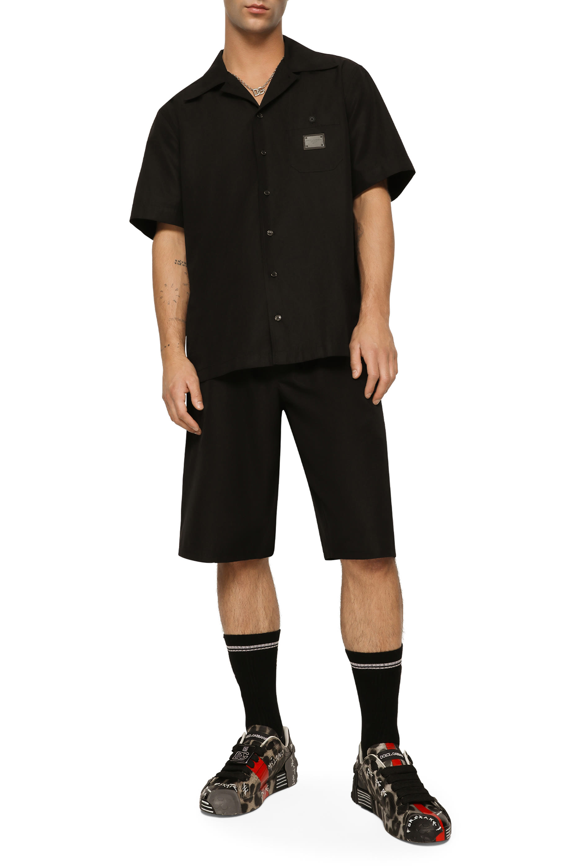 قميص هاوايان بشارة بشعار الماركة قطن