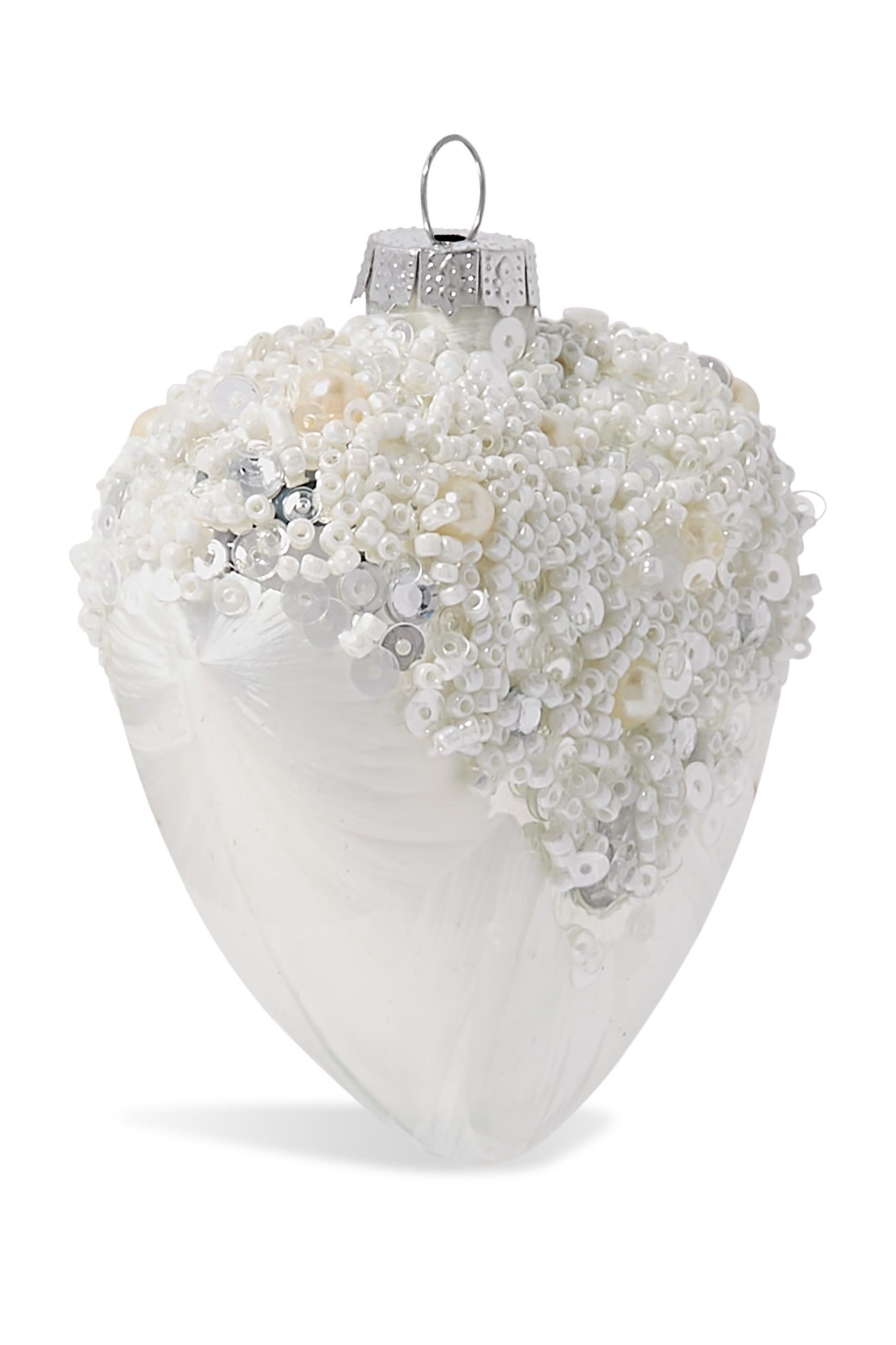 زينة زجاجية بتصميم قلب مكسو بالجليد