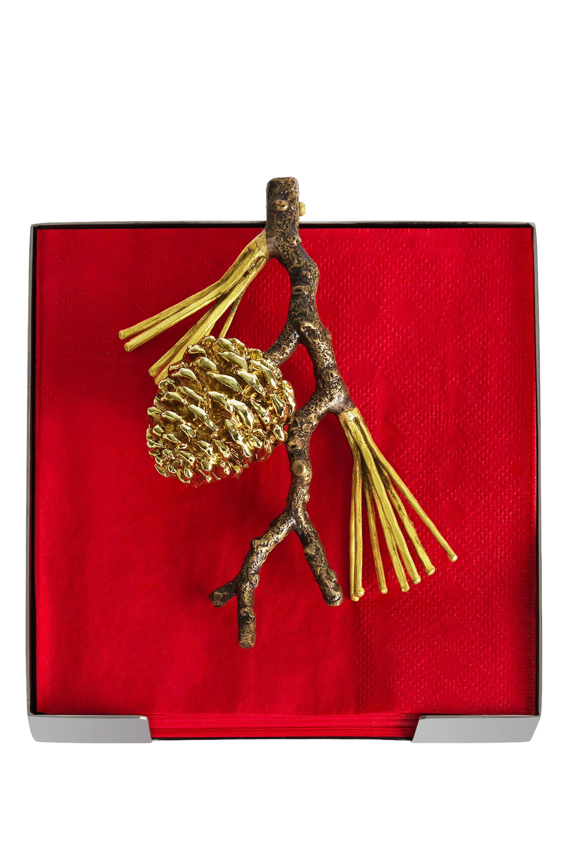 حامل مناديل مزين بالصنوبر