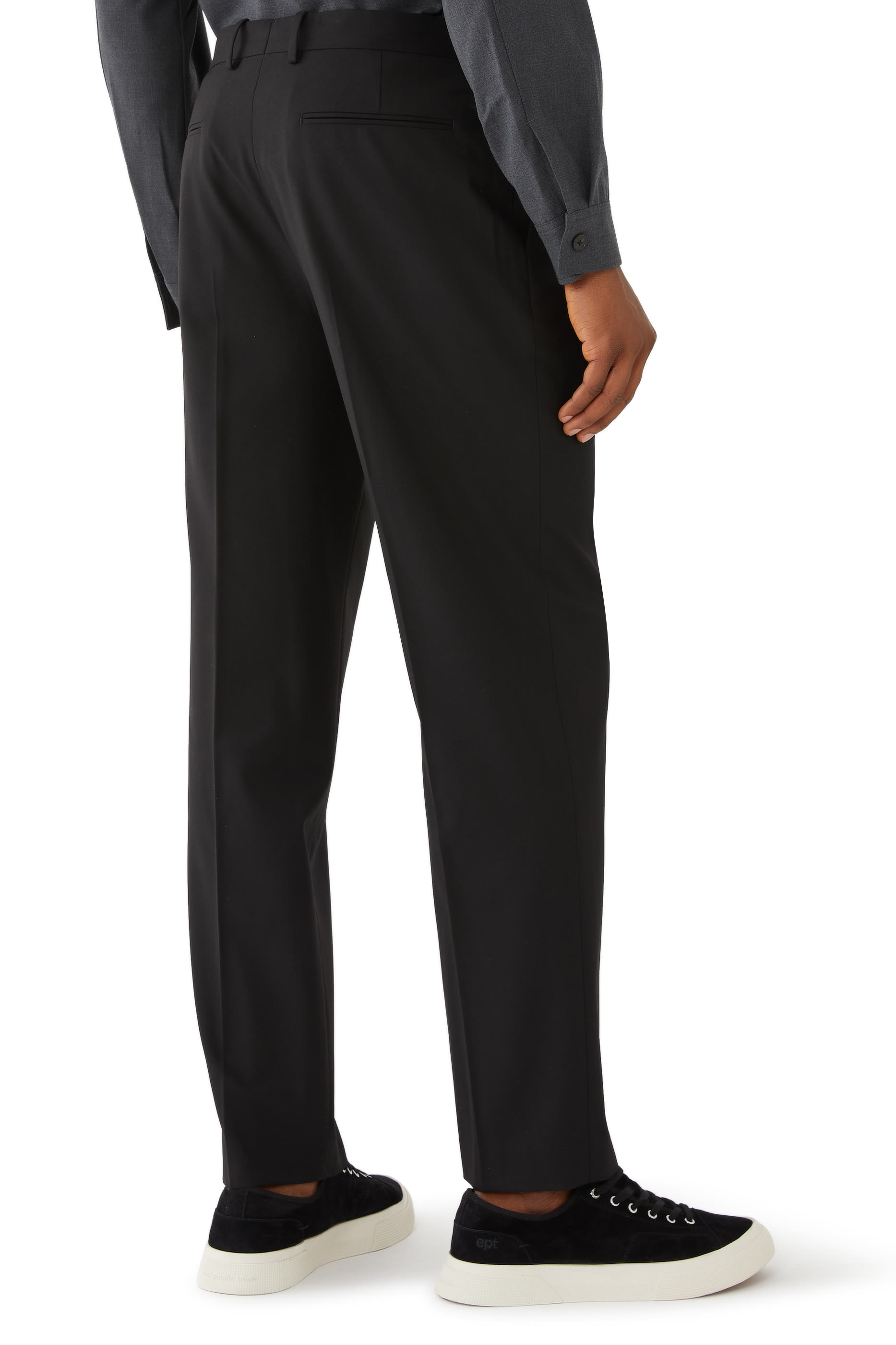 بنطال بقصة مستقيمة مزيج صوف وتويل