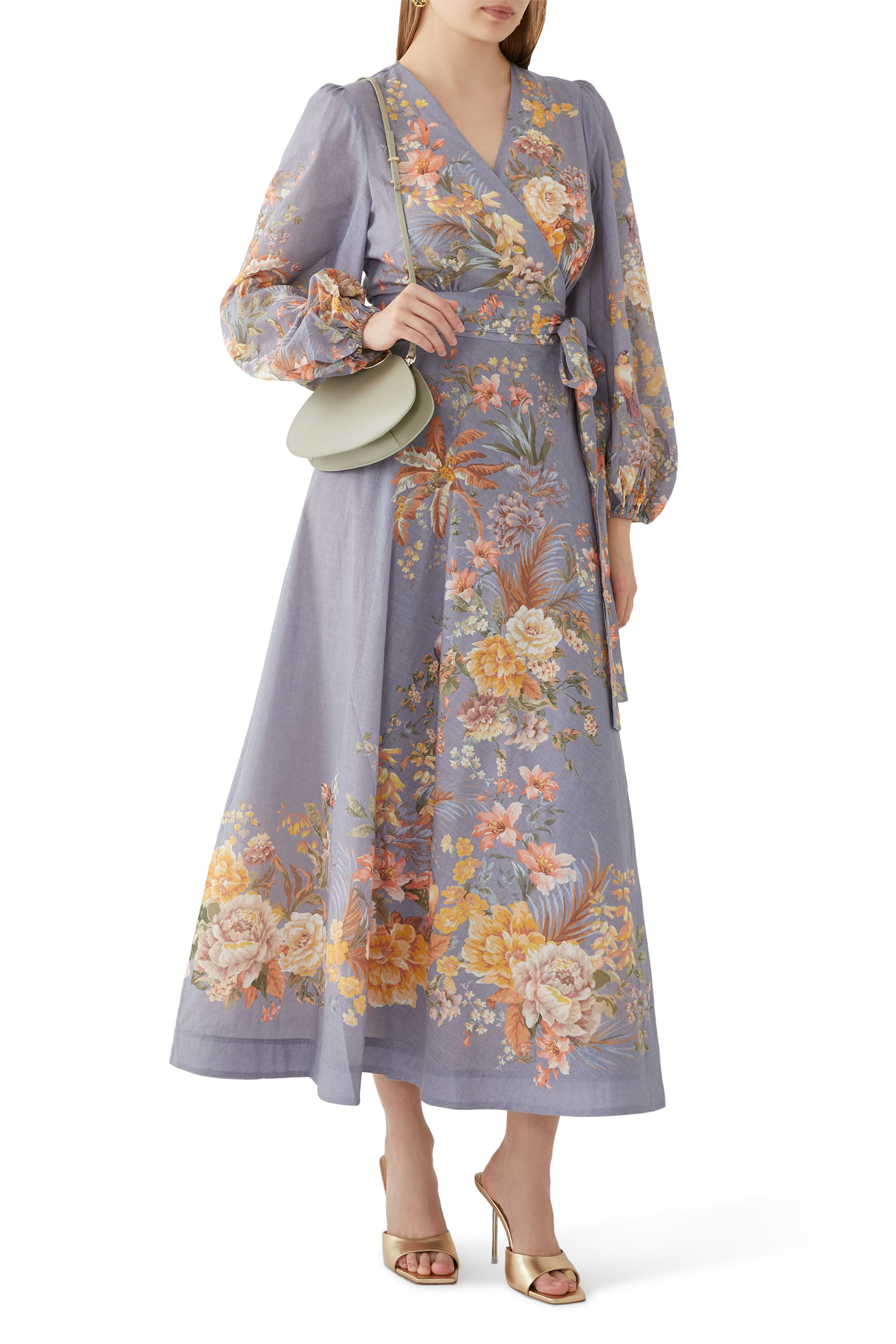 فستان تالو بتصميم ملفوف متوسط الطول