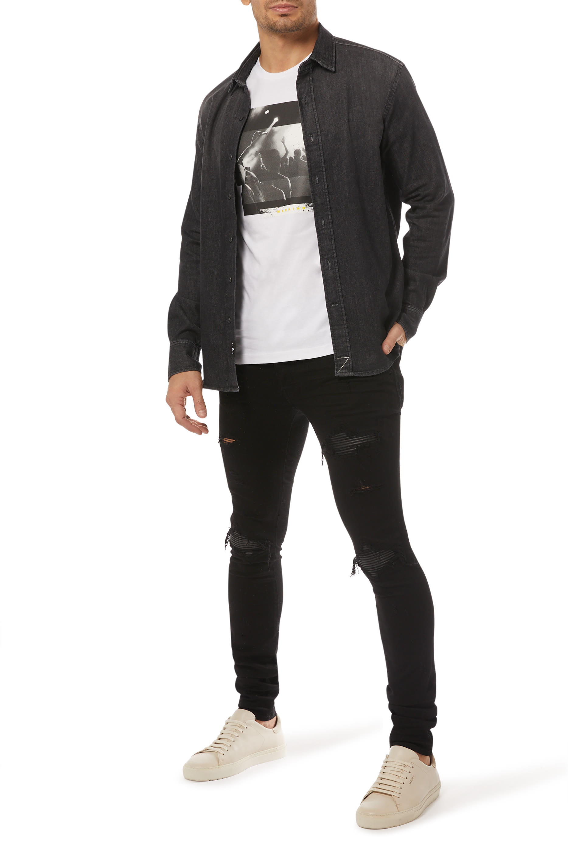 قميص دينم بقصة ضيقة