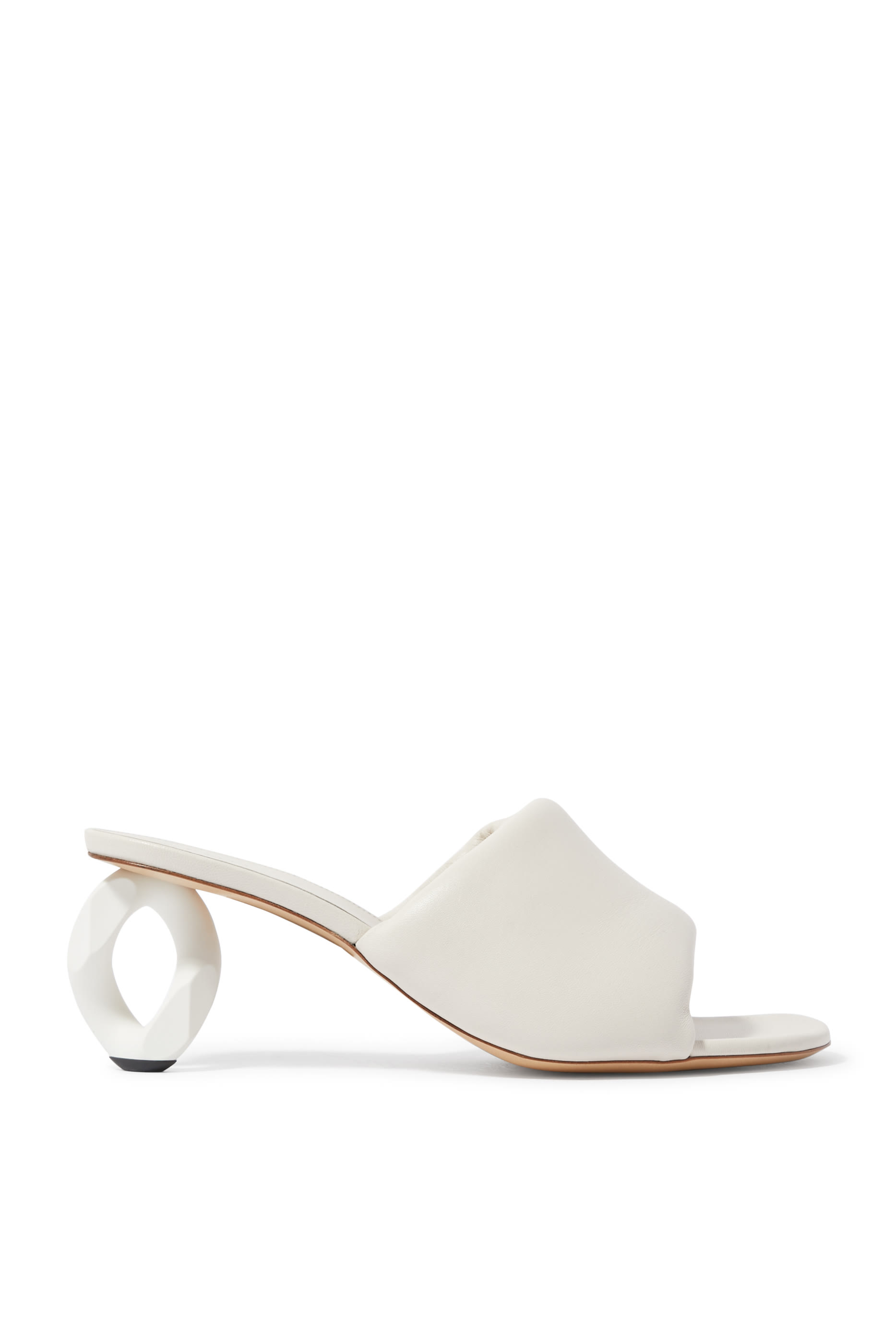 حذاء مفتوح 80 بكعب بتصميم سلسلة جلد