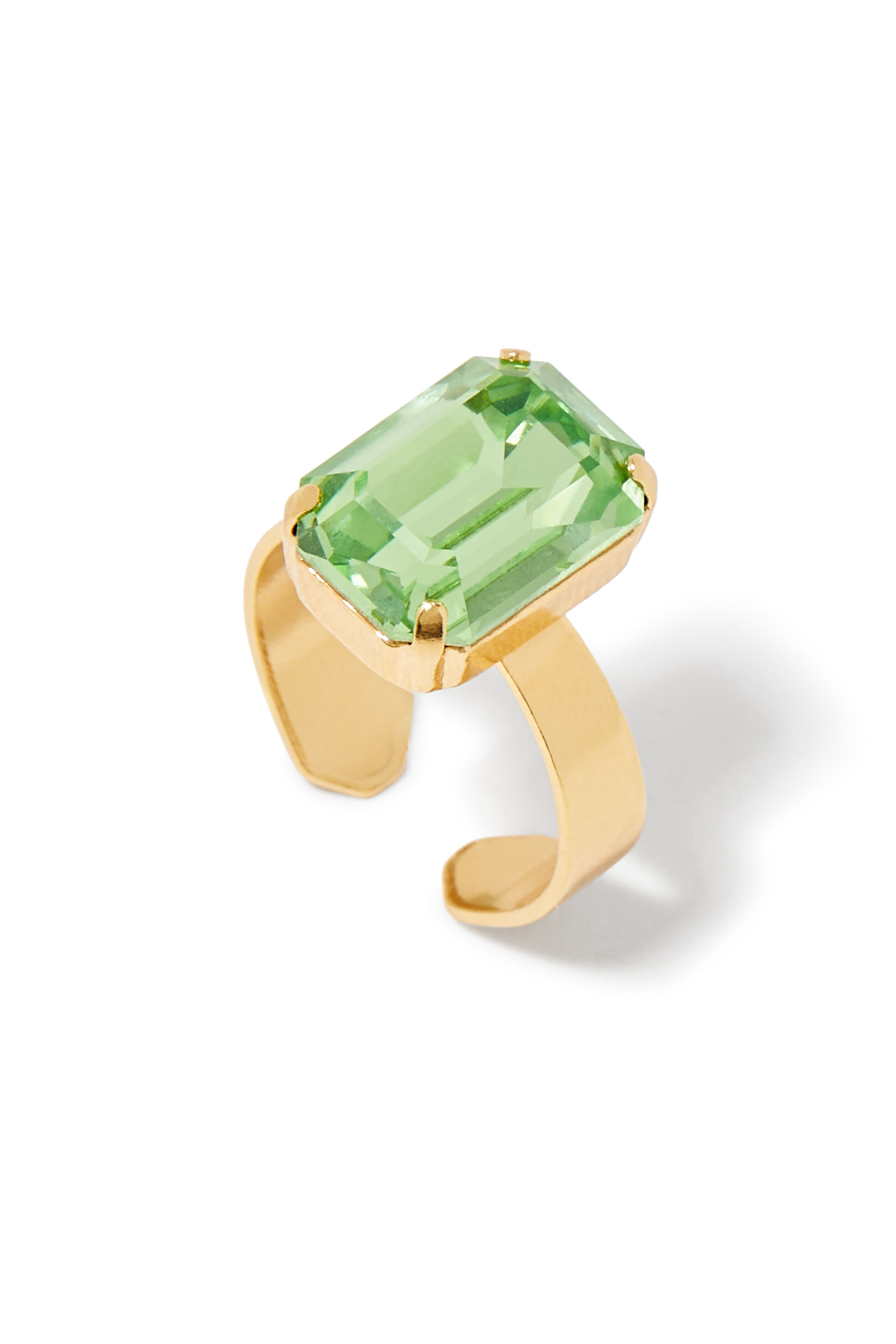 خاتم ليديا صغير مرصع بكريستال سواروفسكي، معدن مطلي بذهب عيار 18