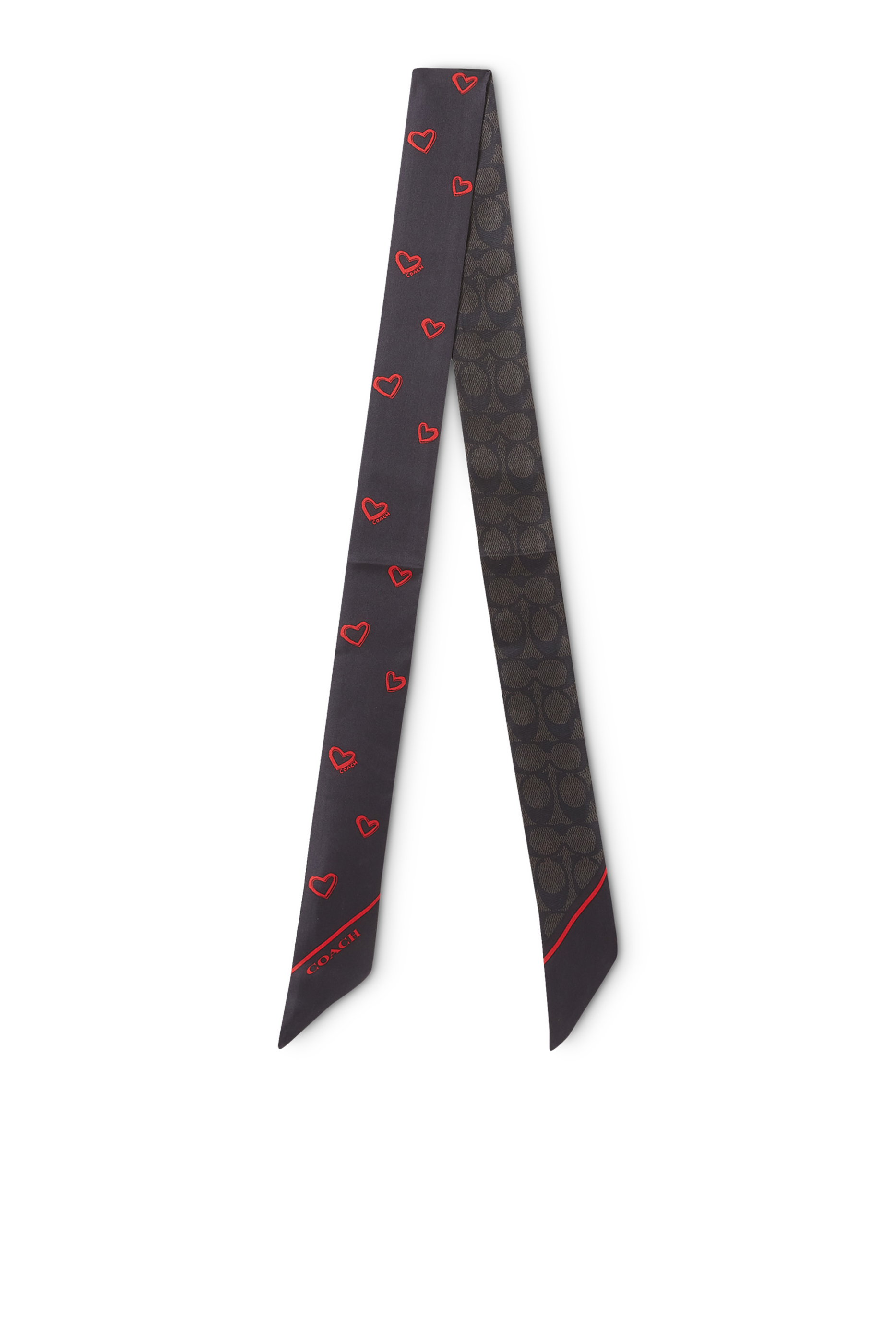 وشاح رفيع بطبعات قلب وشعار الماركة