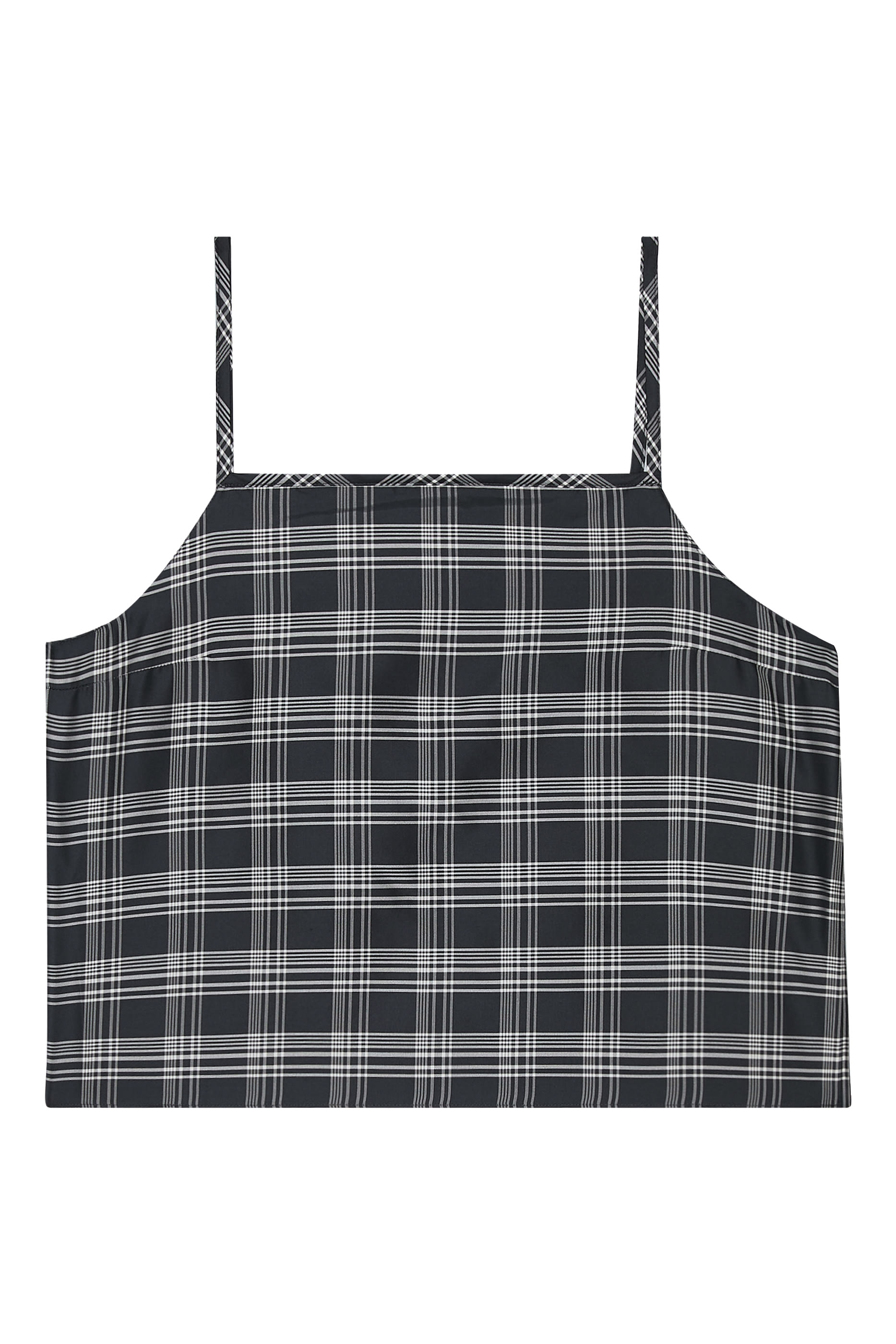 بلوزة بحمالات رفيعة ونقشة مربعات