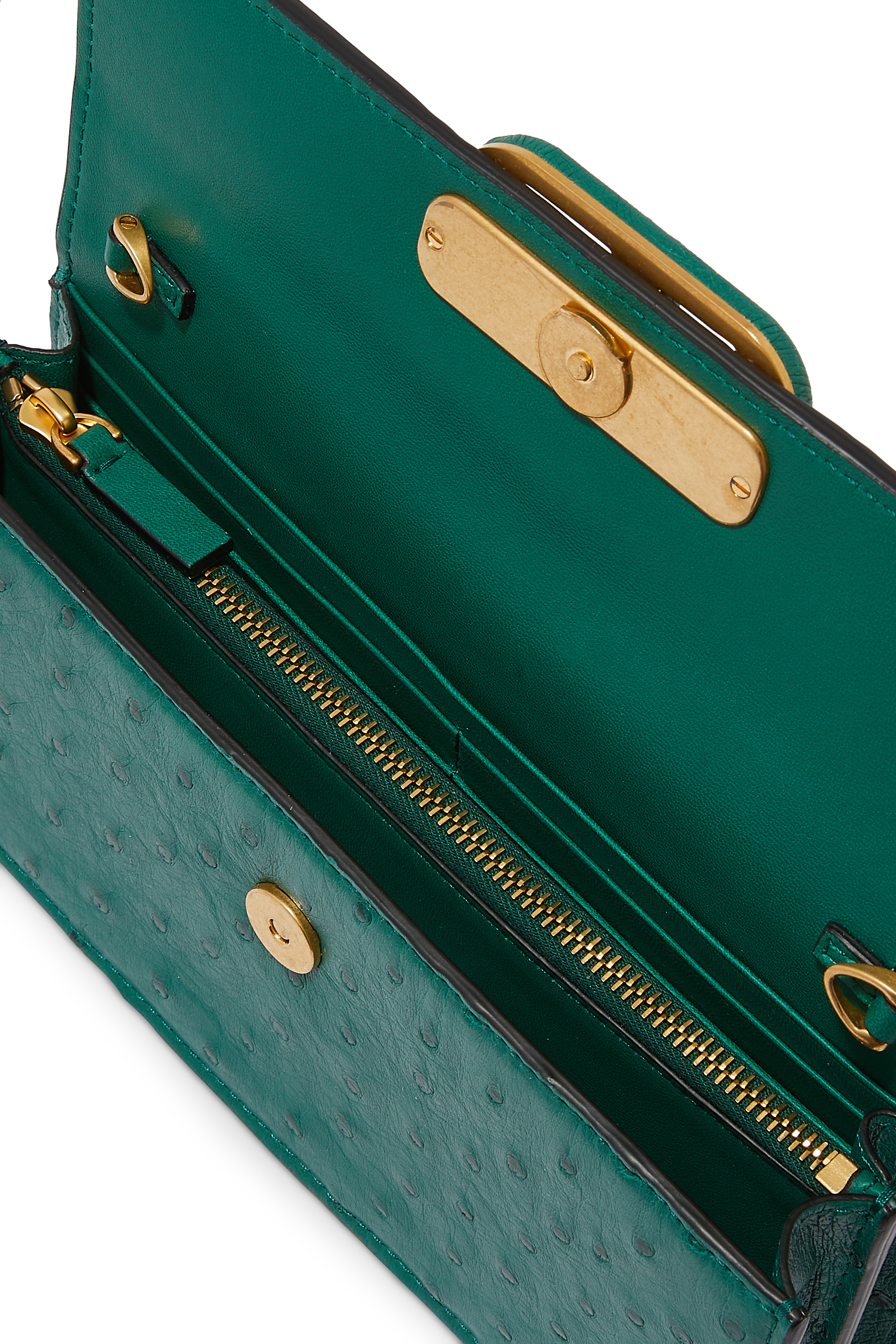 محفظة فالنتينو غارافاني جلد نعام بشعار V وسلسلة