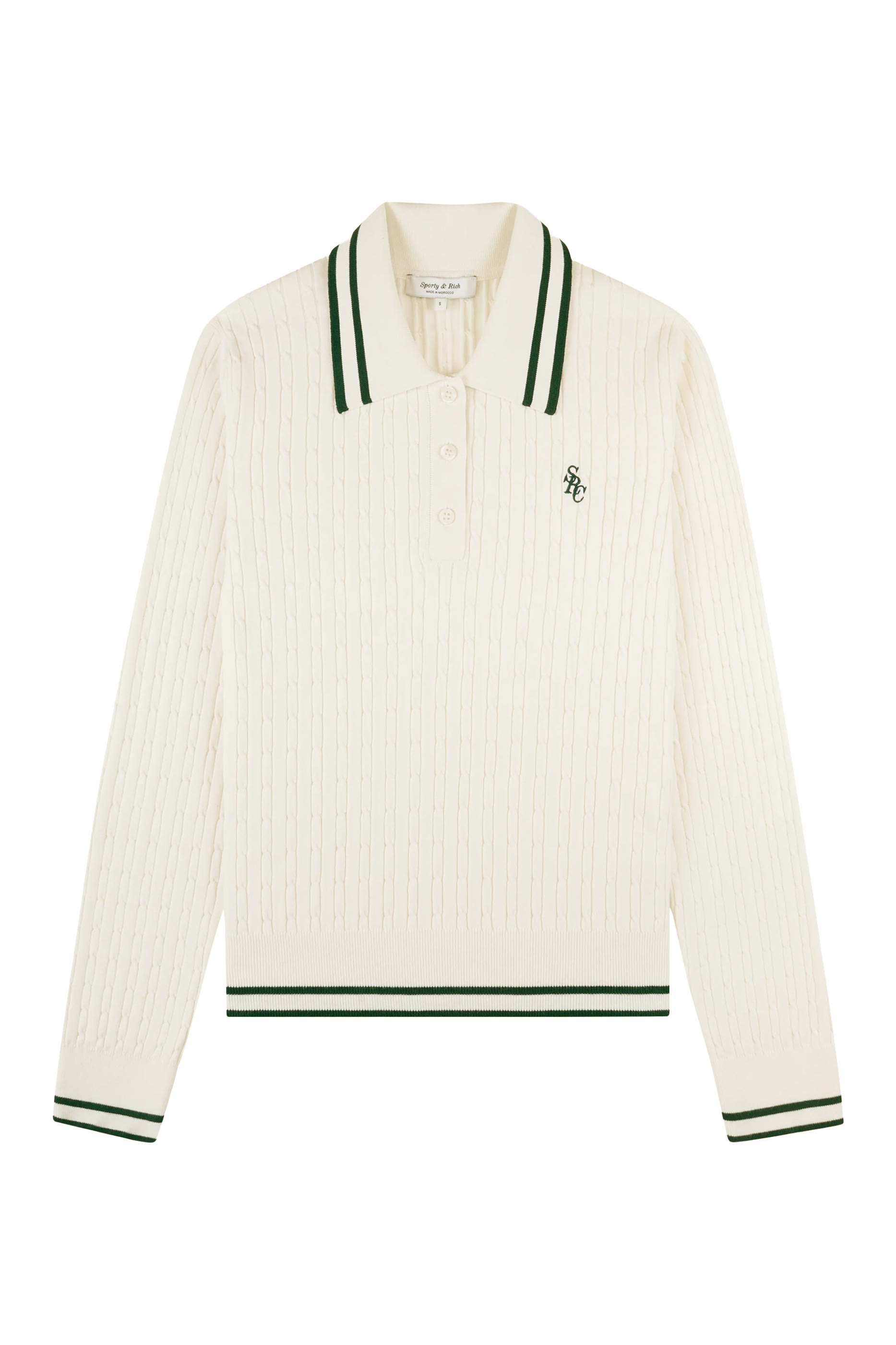 قميص بولو بشعار الماركة نسيج بغرزة ضفيرة صغيرة