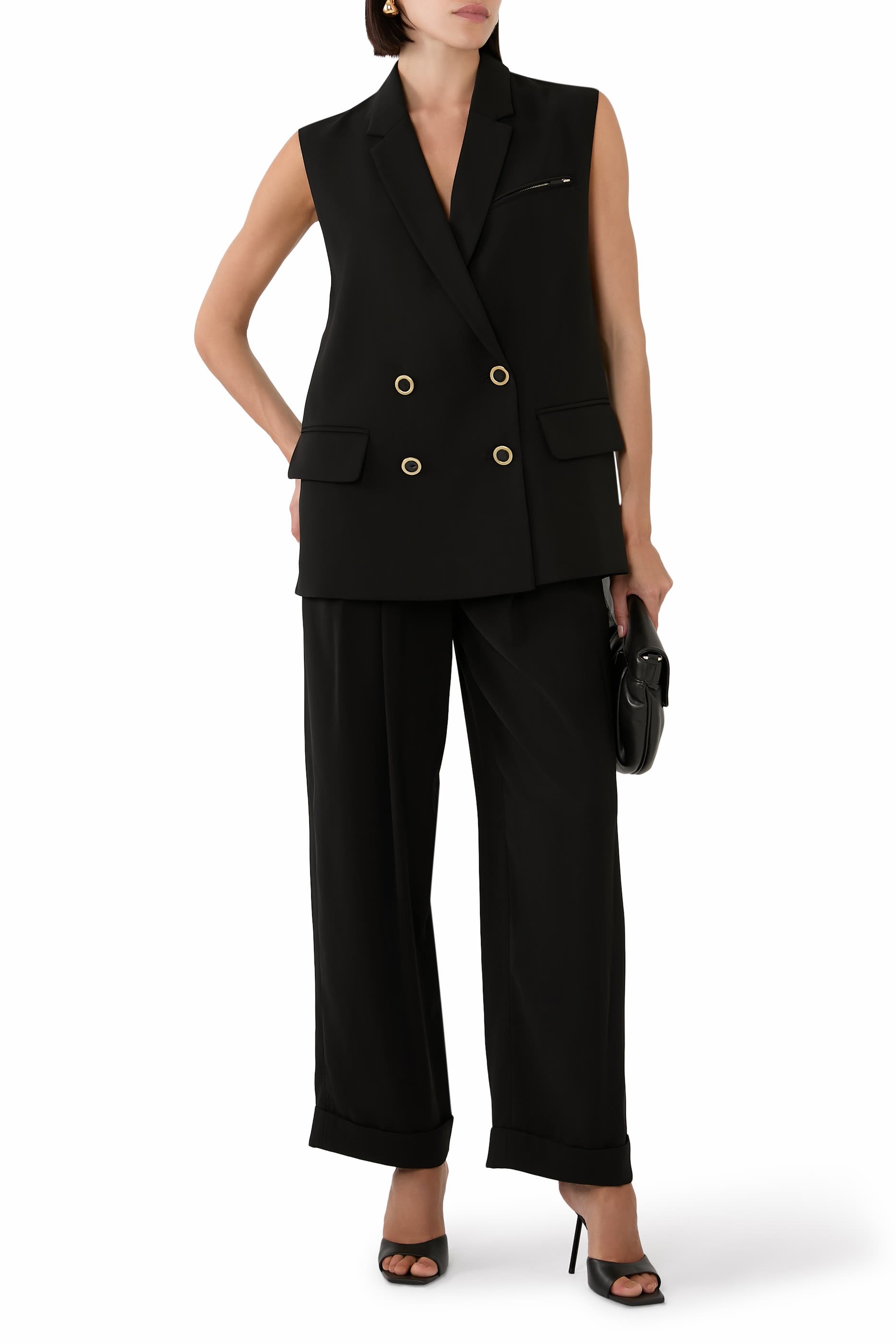 بنطال سالين جي جيرو بخصر مطوي