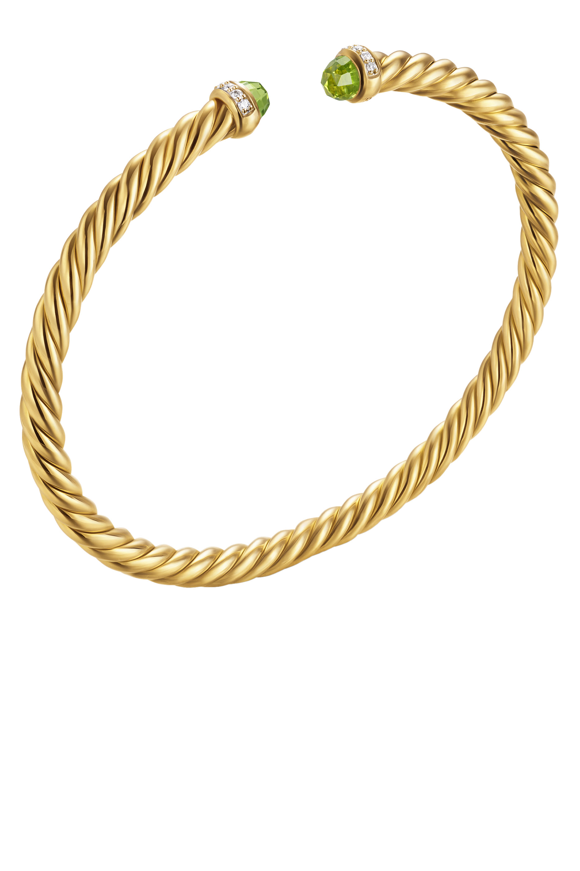 سوار كابل سبيرا بتصميم مرن مرصع بالماس وزبرجد، ذهب أصفر عيار 18