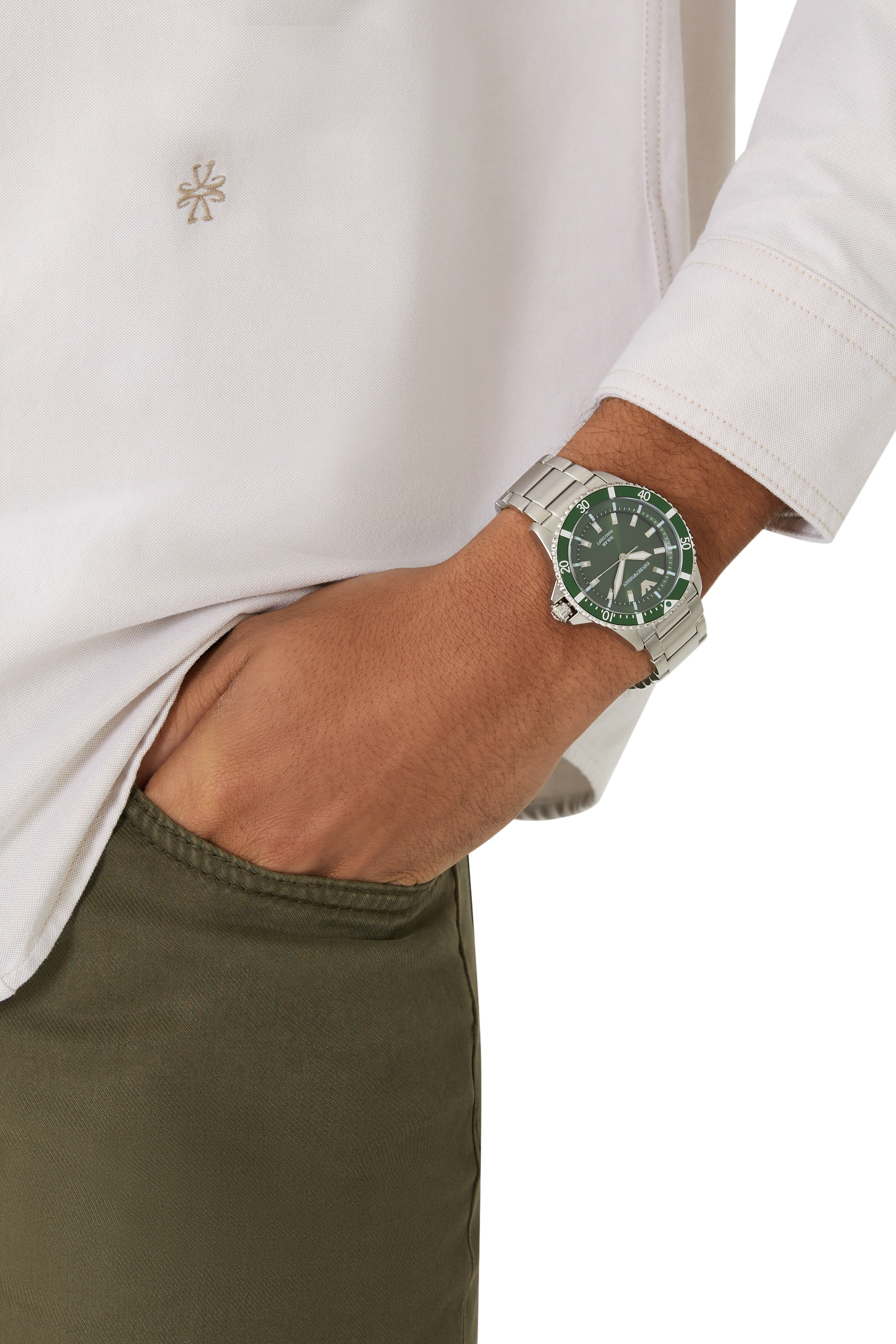 ساعة وورلد اكسبلورر بثلاث عقارب تعمل بالطاقة الشمسية ستانلس ستيل