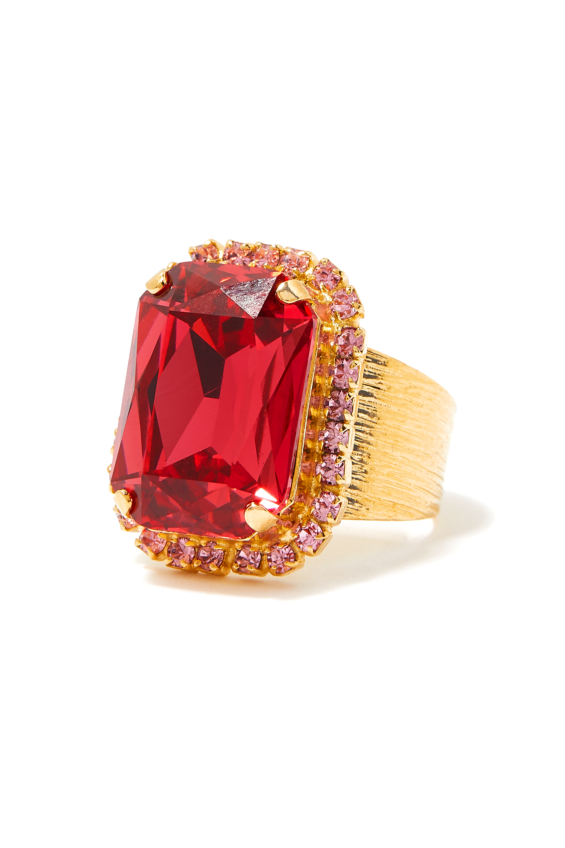 خاتم ليديا كوكتيل مرصع بالكريستال روديوم مطلي بذهب أصفر عيار 18