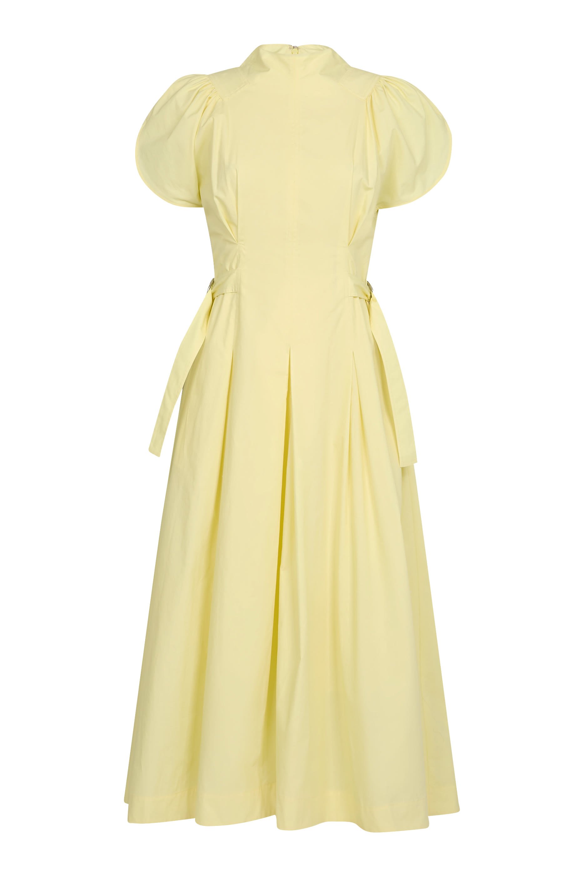 فستان متوسط الطول برباط جانبي وأكمام منفوخة