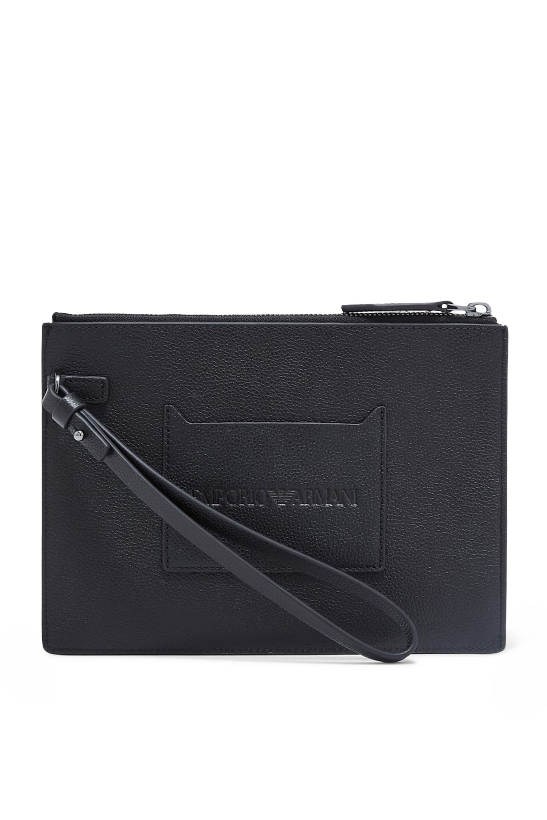 حقيبة صغيرة بشعار الماركة جلد بارز الملمس