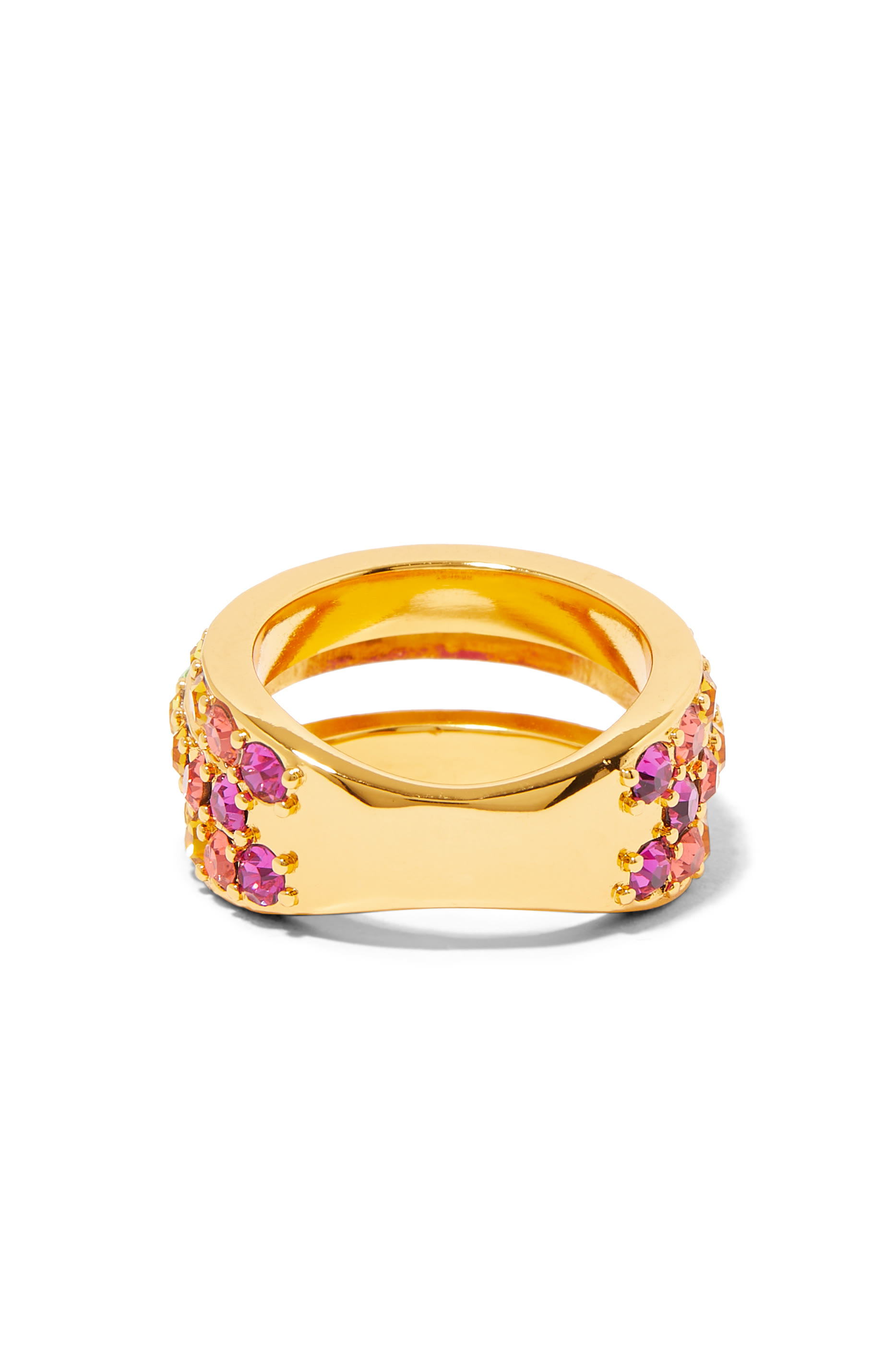 خاتم بتصميم بثلاث طبقات متعددة الألوان نحاس مرصع بالكريستال