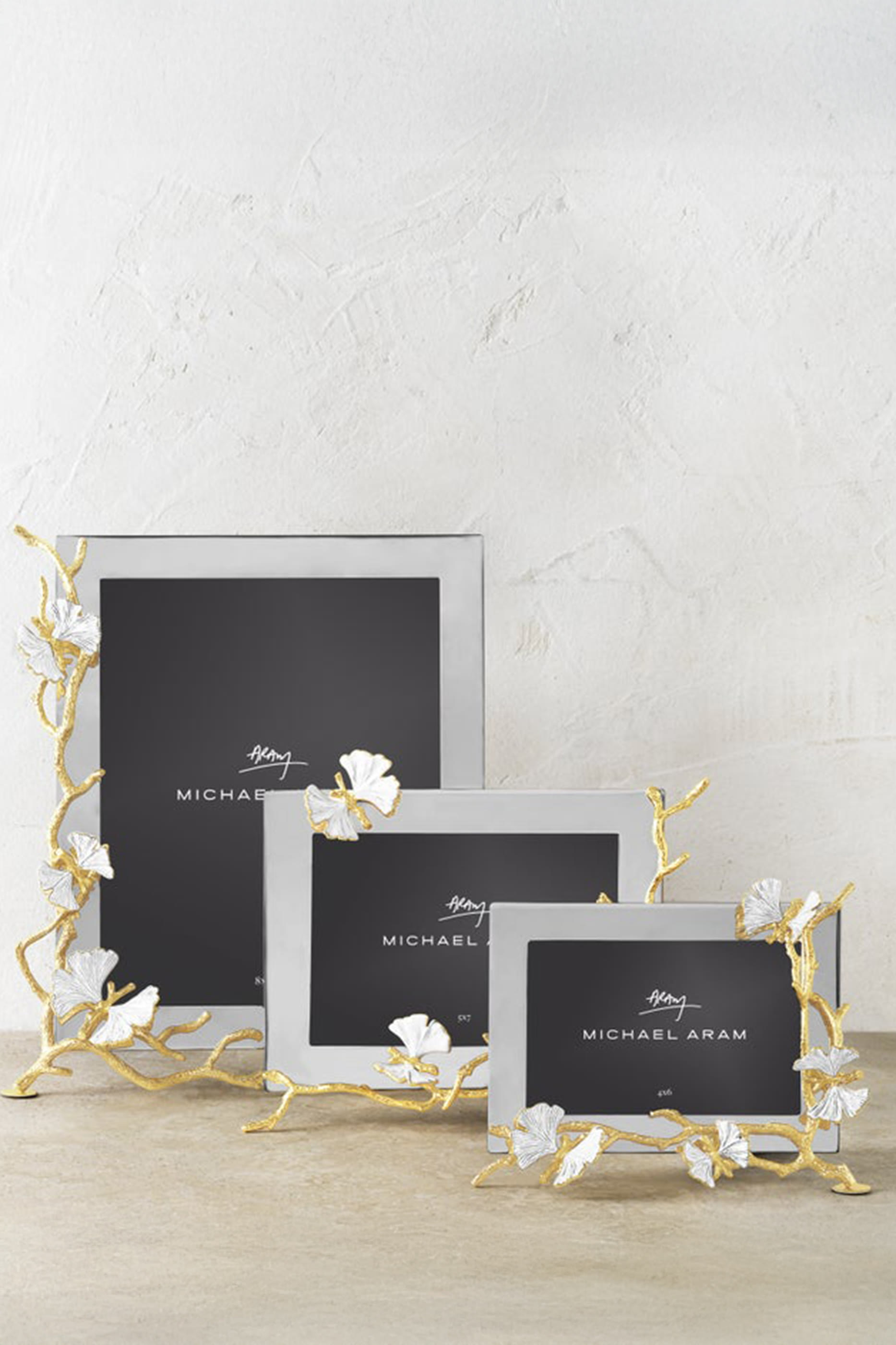 إطار صور بتصميم فراشة الجنكة بلون ذهبي عاكس للضوء، 4x6