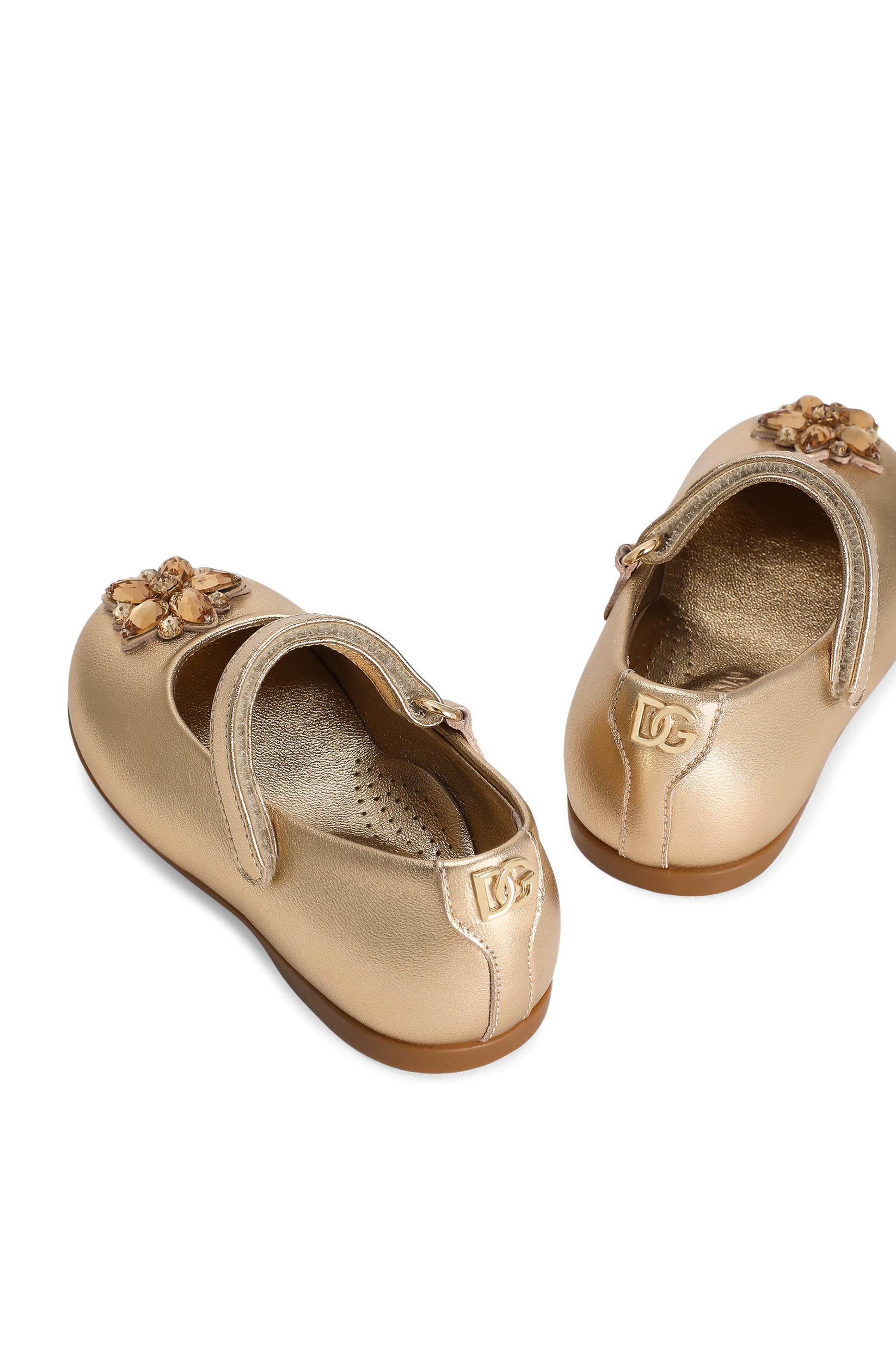 حذاء بالرينا بنعل مسطح وكعب جلد لامع للأطفال