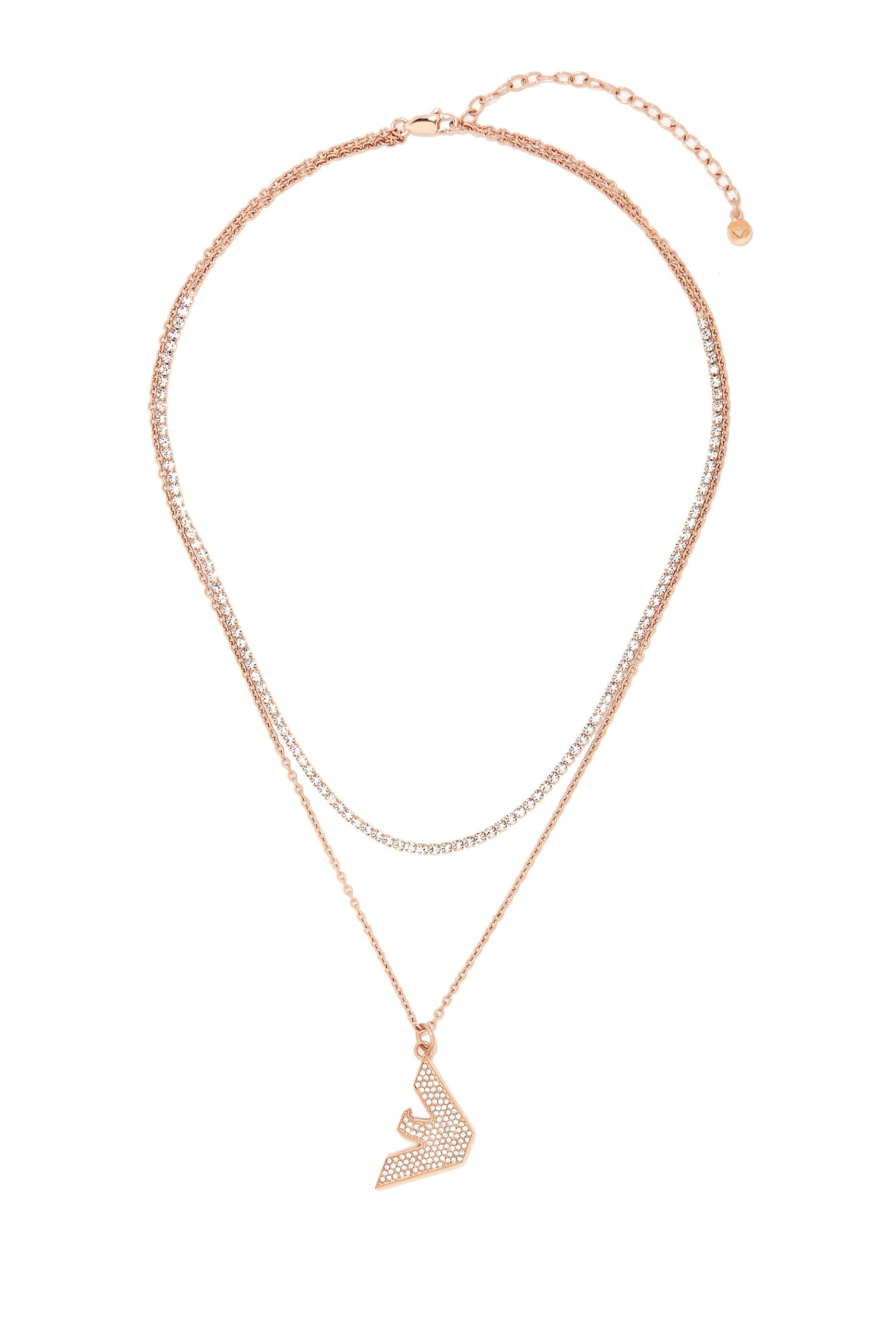 قلادة بشعار النسر ستانلس ستيل وكريستالات