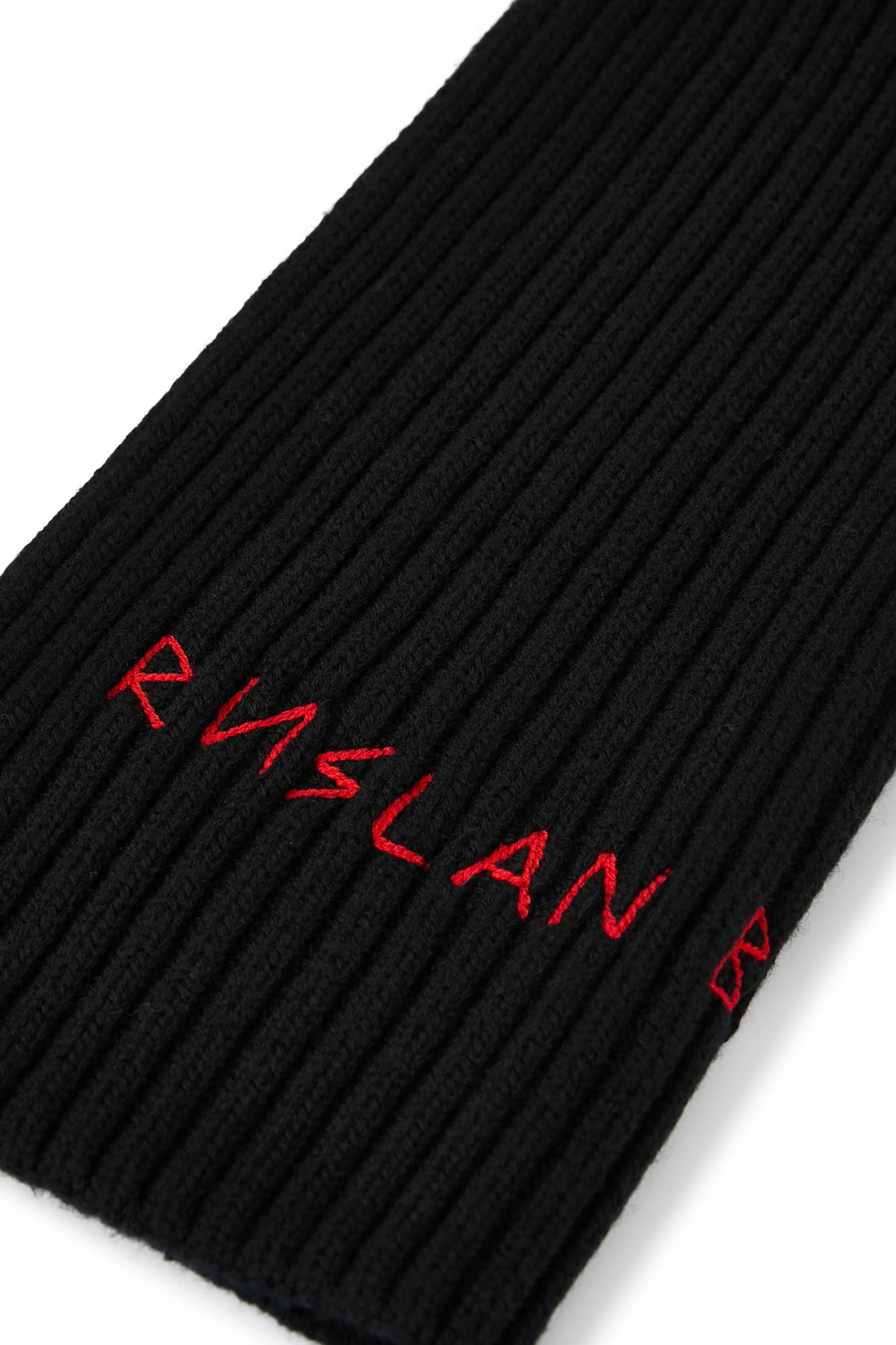 Monogram-Embroidered Wool Scarf