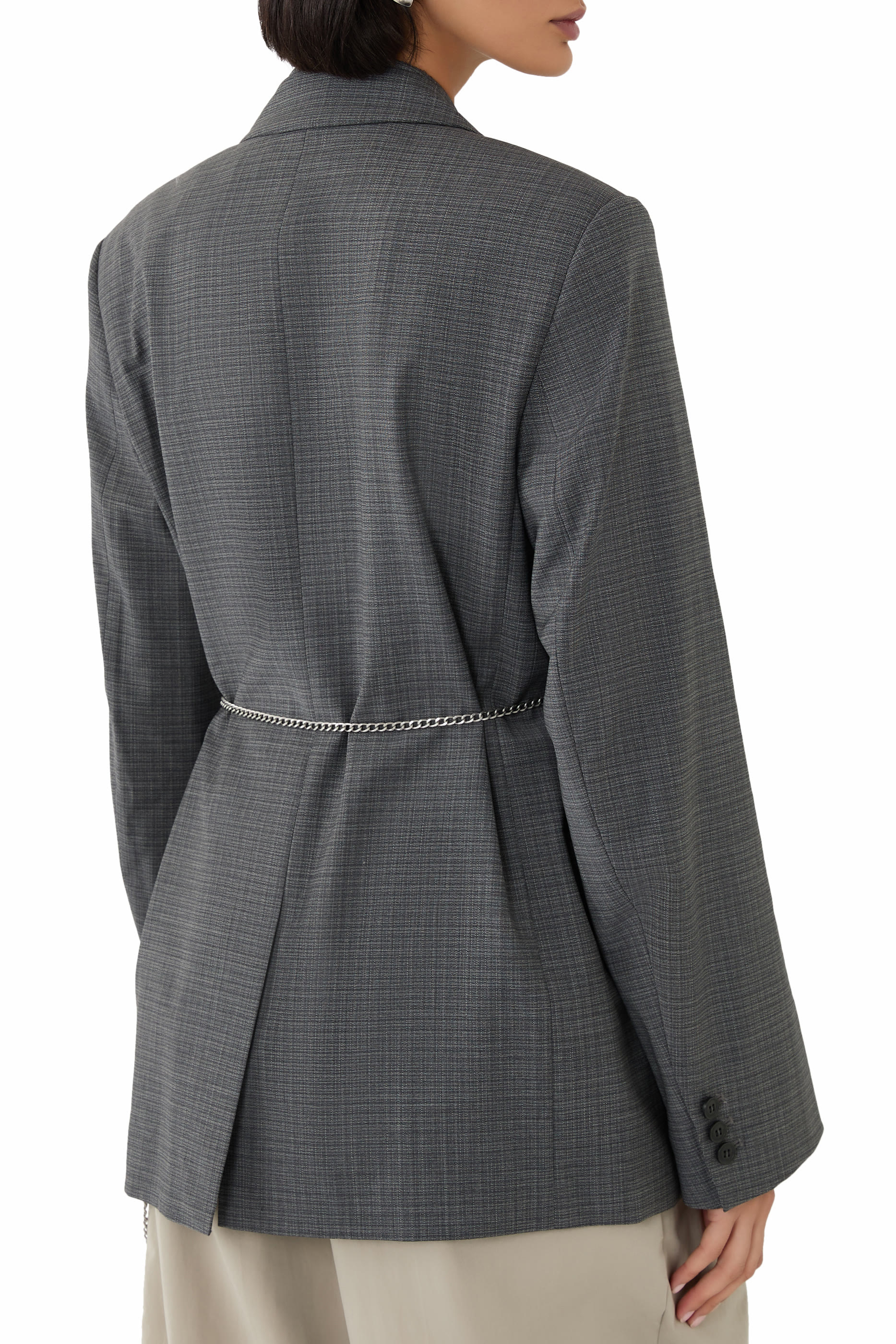 بليزر بحافة منسلة مزيج صوف