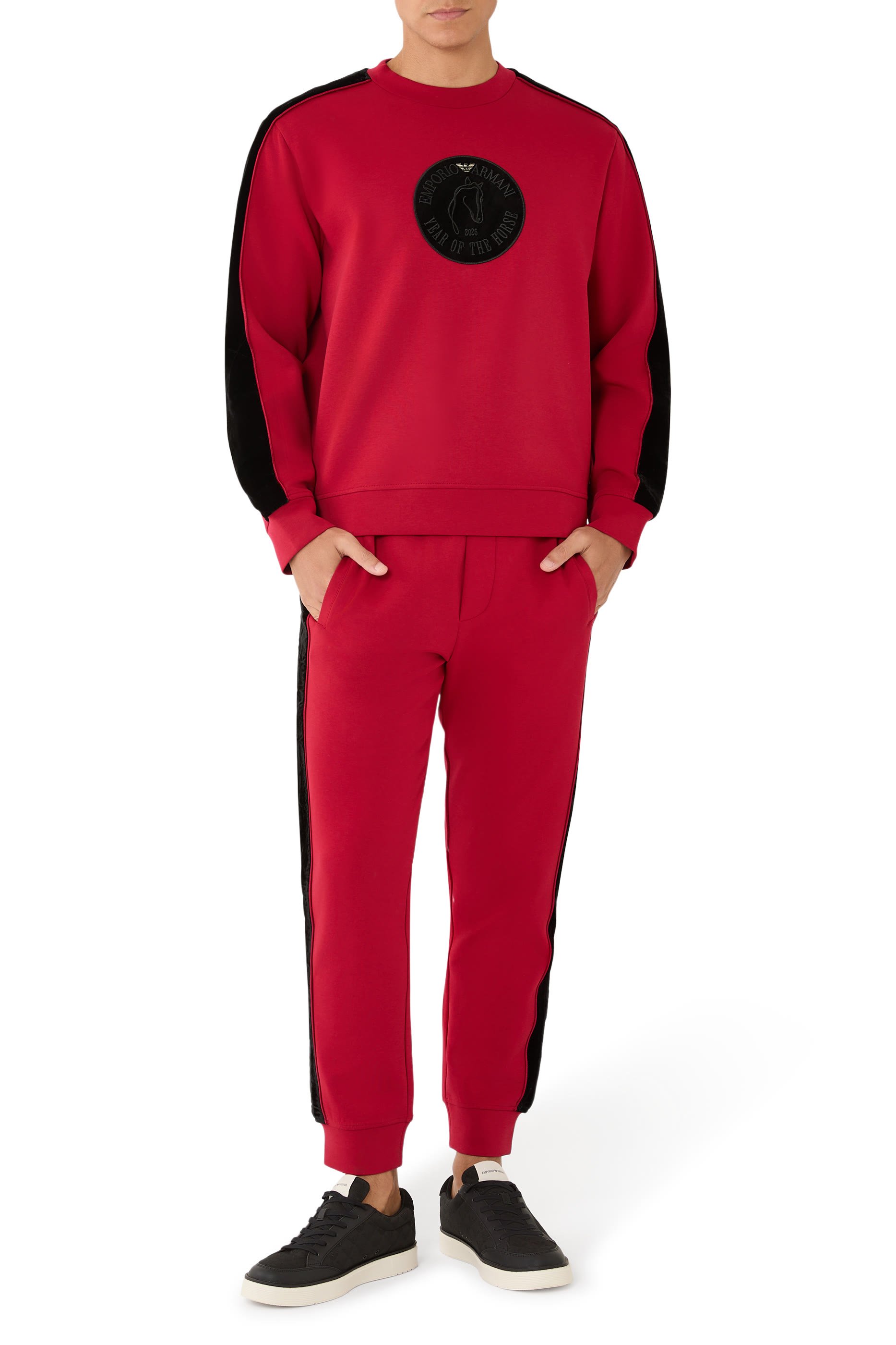 سويت شيرت بتطريز شعار الماركة كبير جيرسيه مزدوج للسنة الجديدة