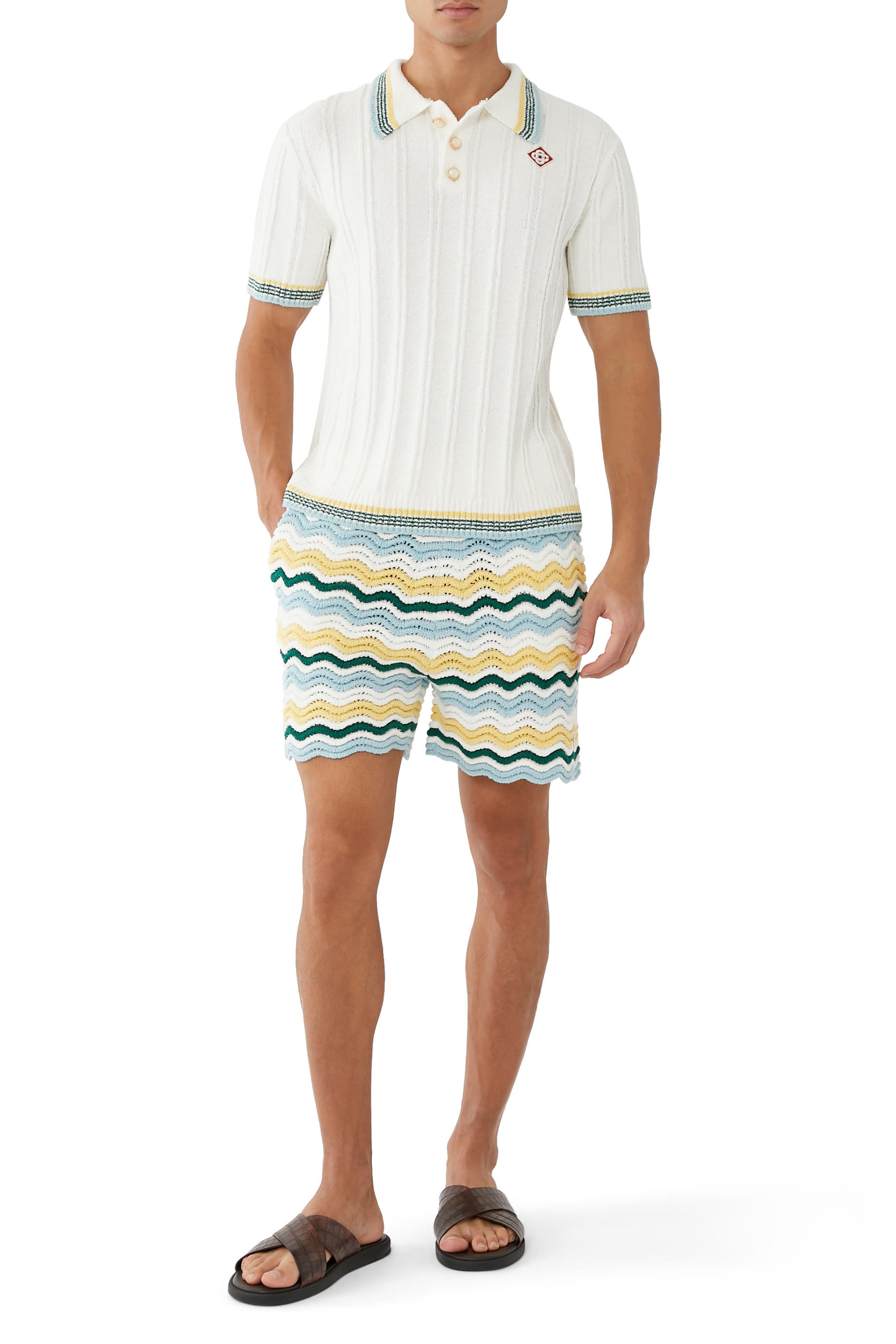 قميص بولو نسيج بوكليه مضلع