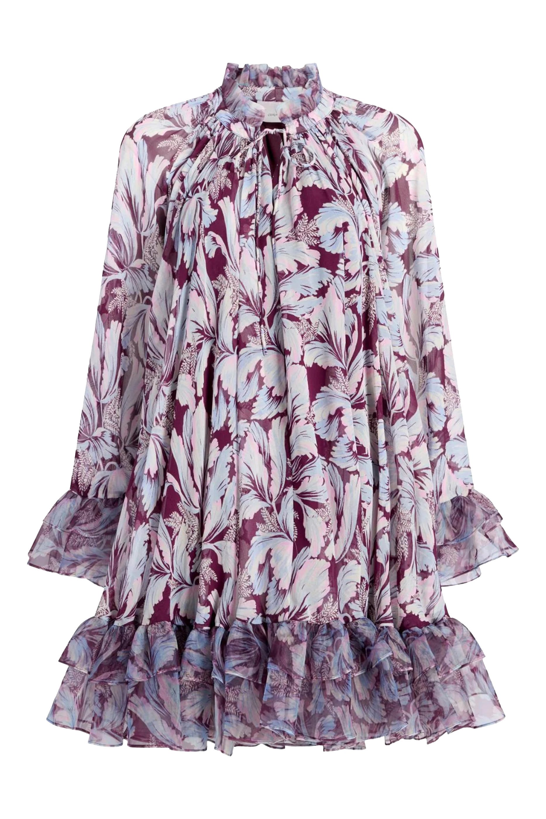 فستان ليرا قصير بنقشة توليب متعددة الألوان