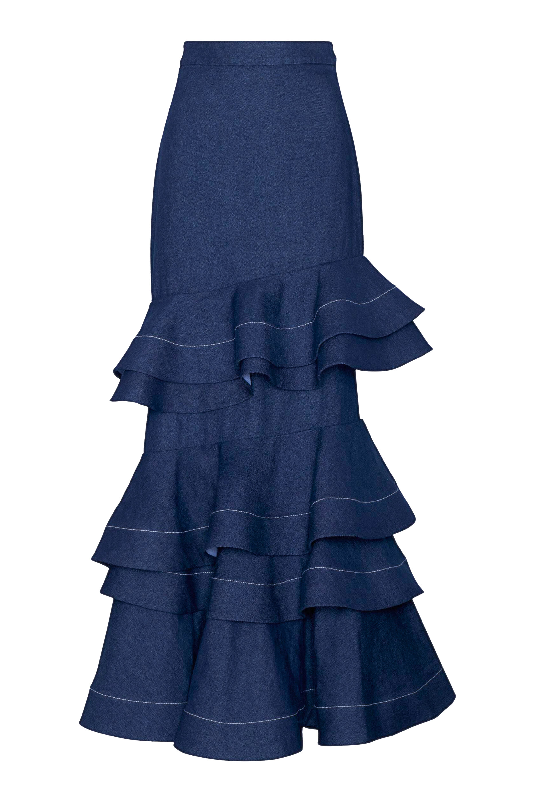 تنورة مي ميموريا دنيم طويلة مكشكشة