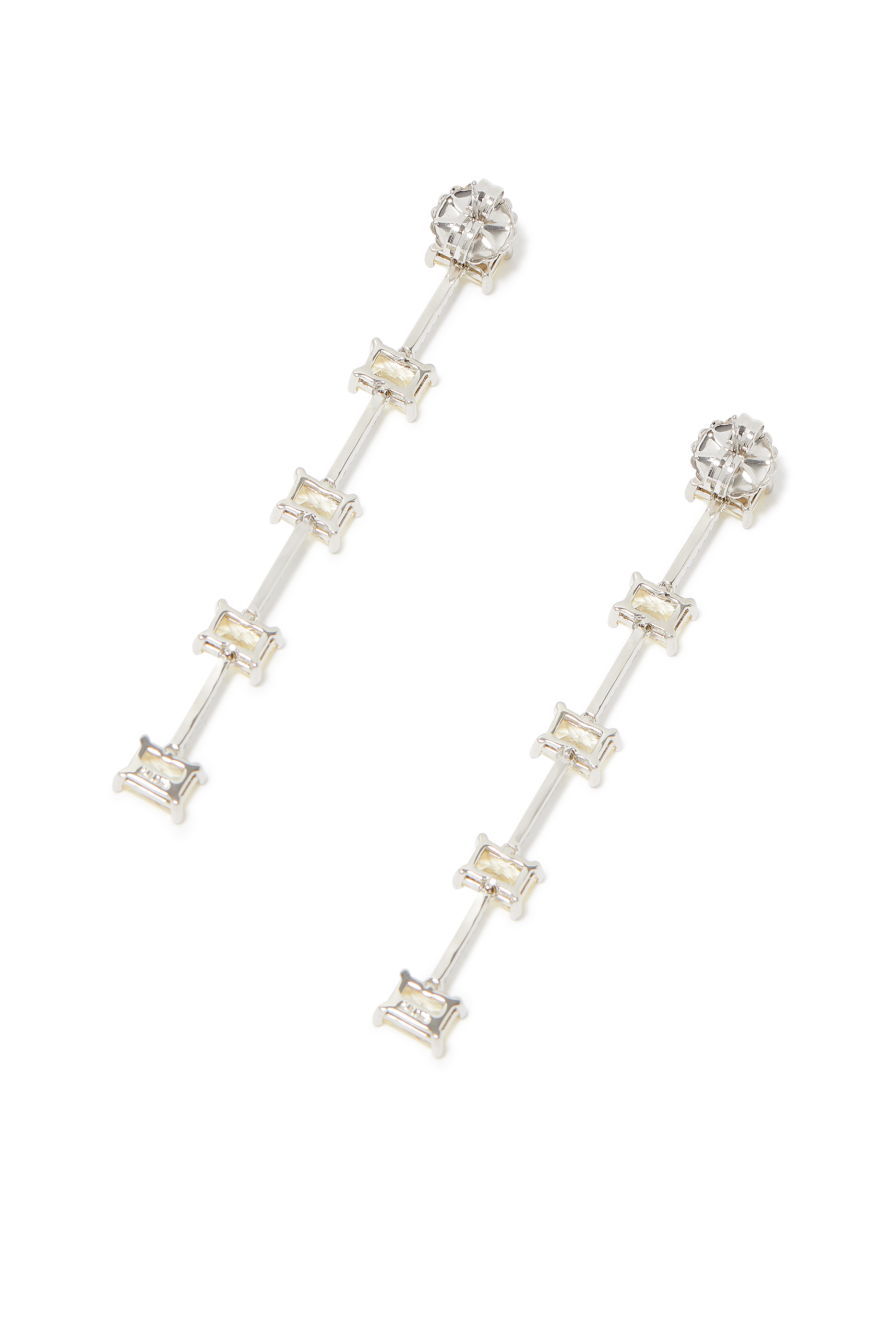 أقراط متدلية مرصعة بالزمرد المقطع أفقيا وأحجار زركونيا مكعبة نحاس مطلي بالروديوم