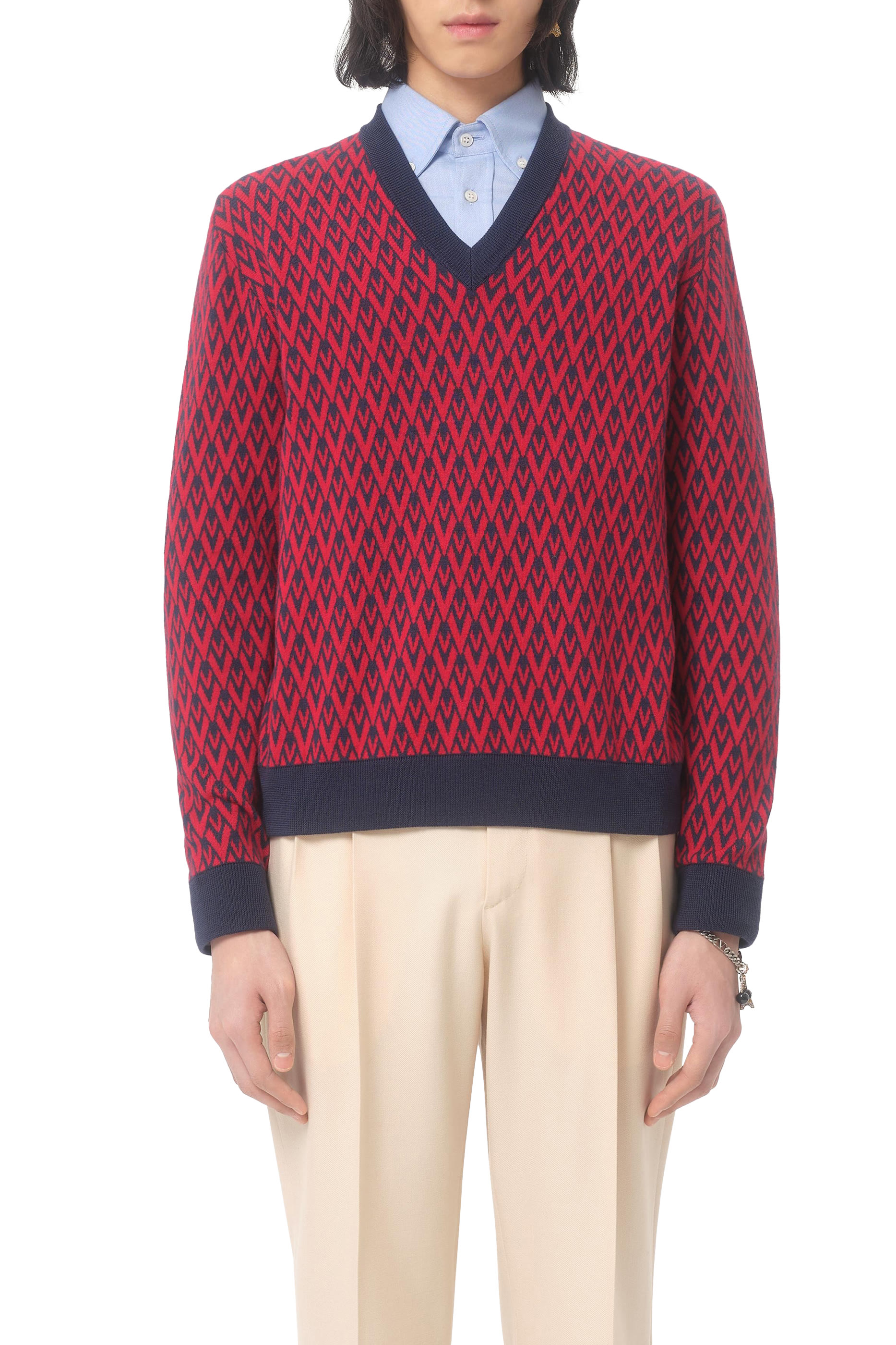 كنزة صوف مزينة كليا بنقشة شعار الماركة جاكار