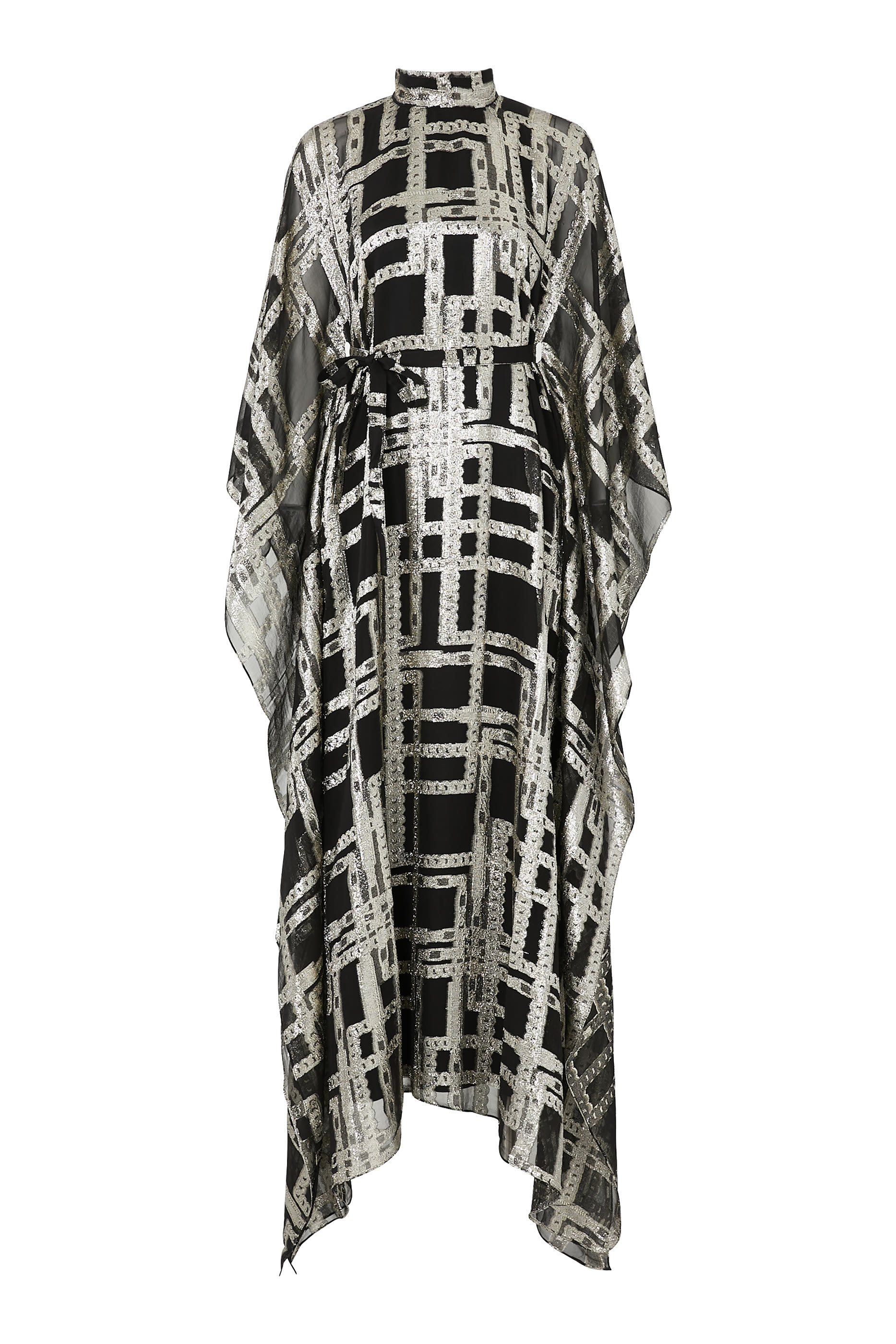 فستان طويل بنقشة مربعات