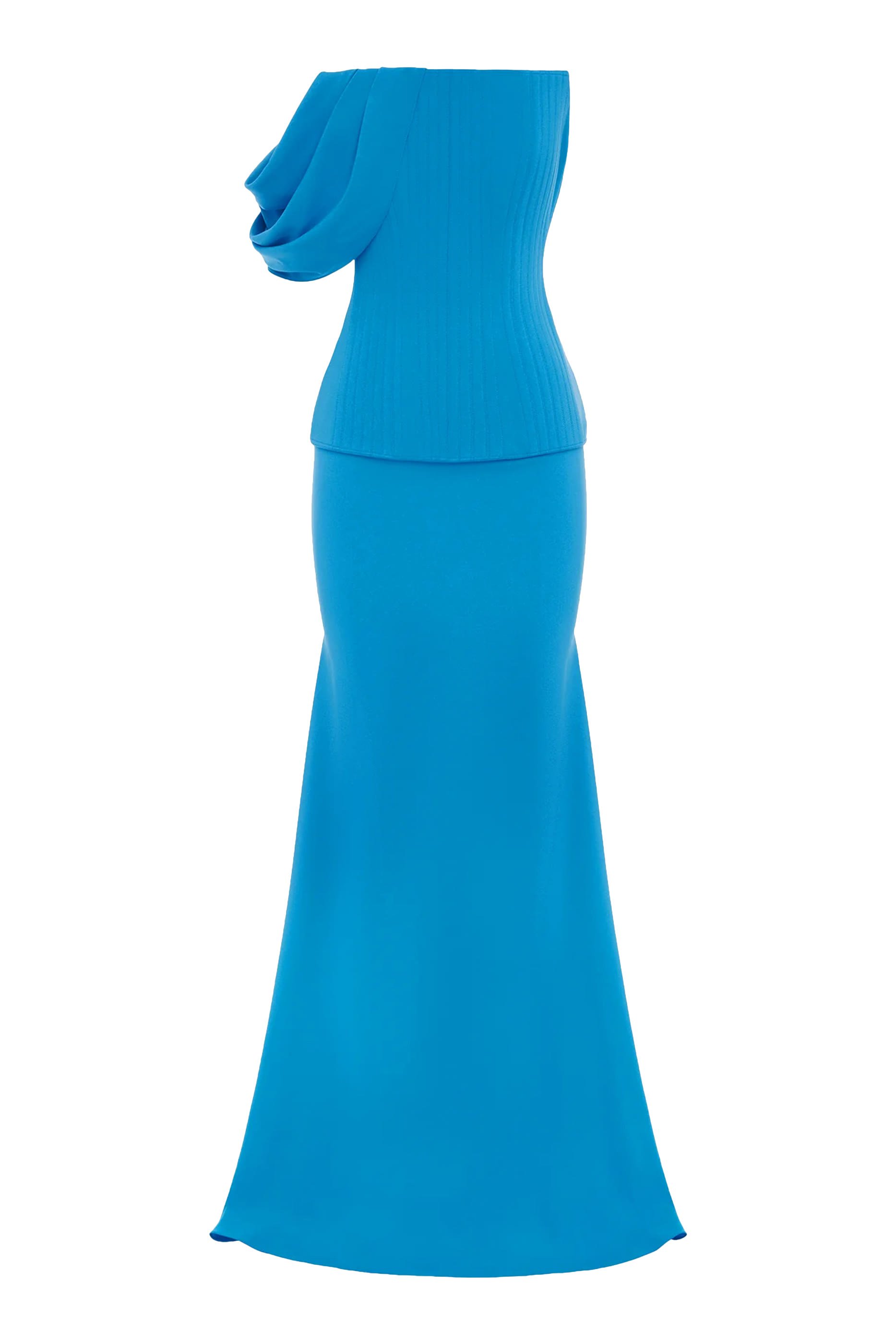 فستان سهرة كورسيه طويل مع أكمام درابيه