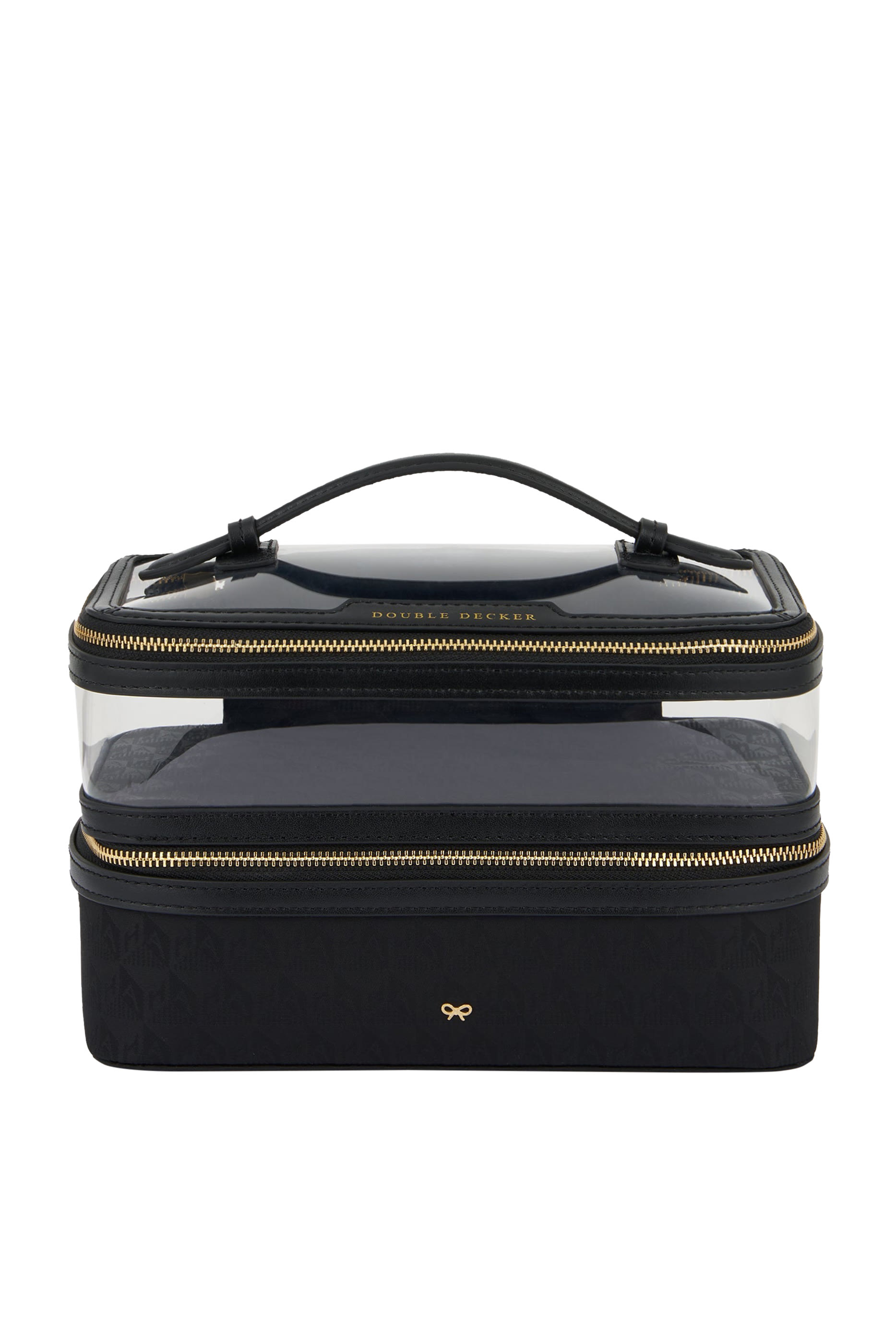 حقيبة ديكر صغيرة مزدوجة بشعار الماركة للمكياج