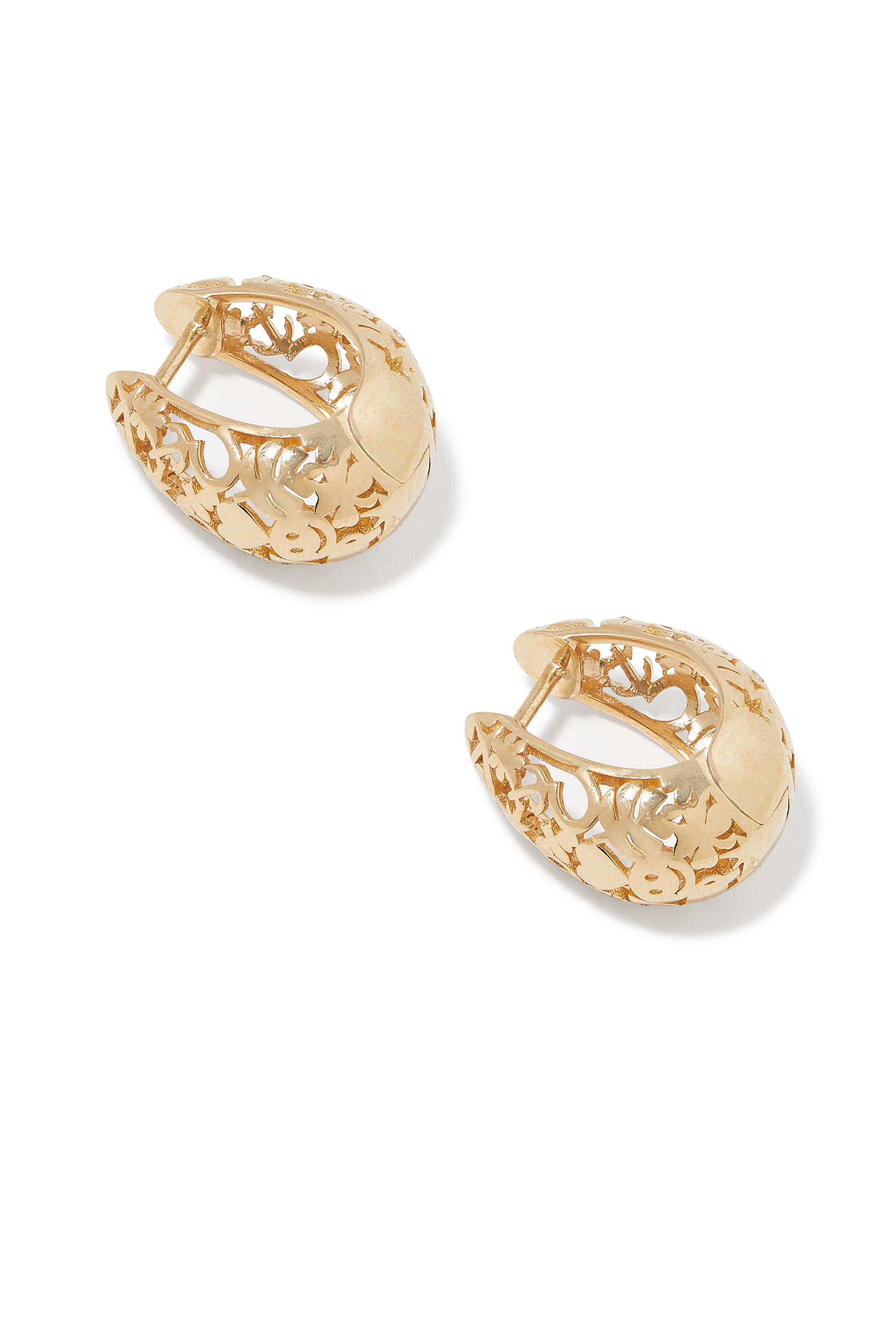 أقراط هاجي مرصعة بماس، ذهب عيار 14