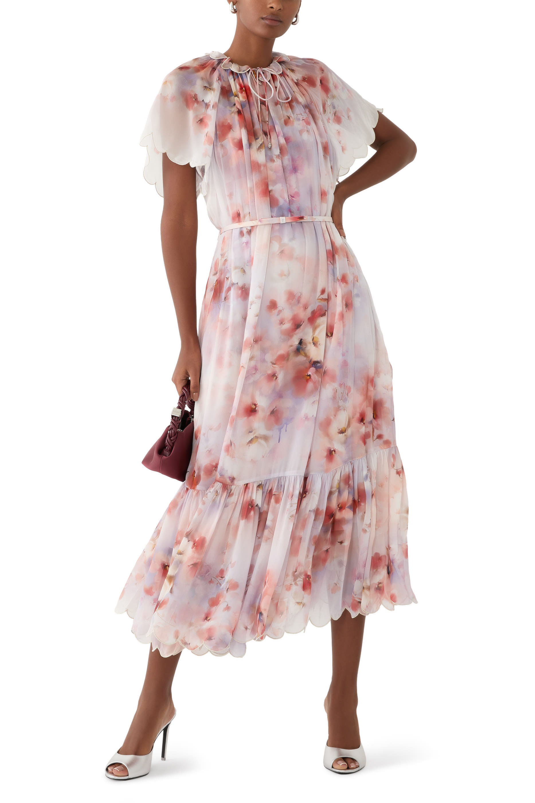 فستان كراش متوسط الطول أكمام واسعة