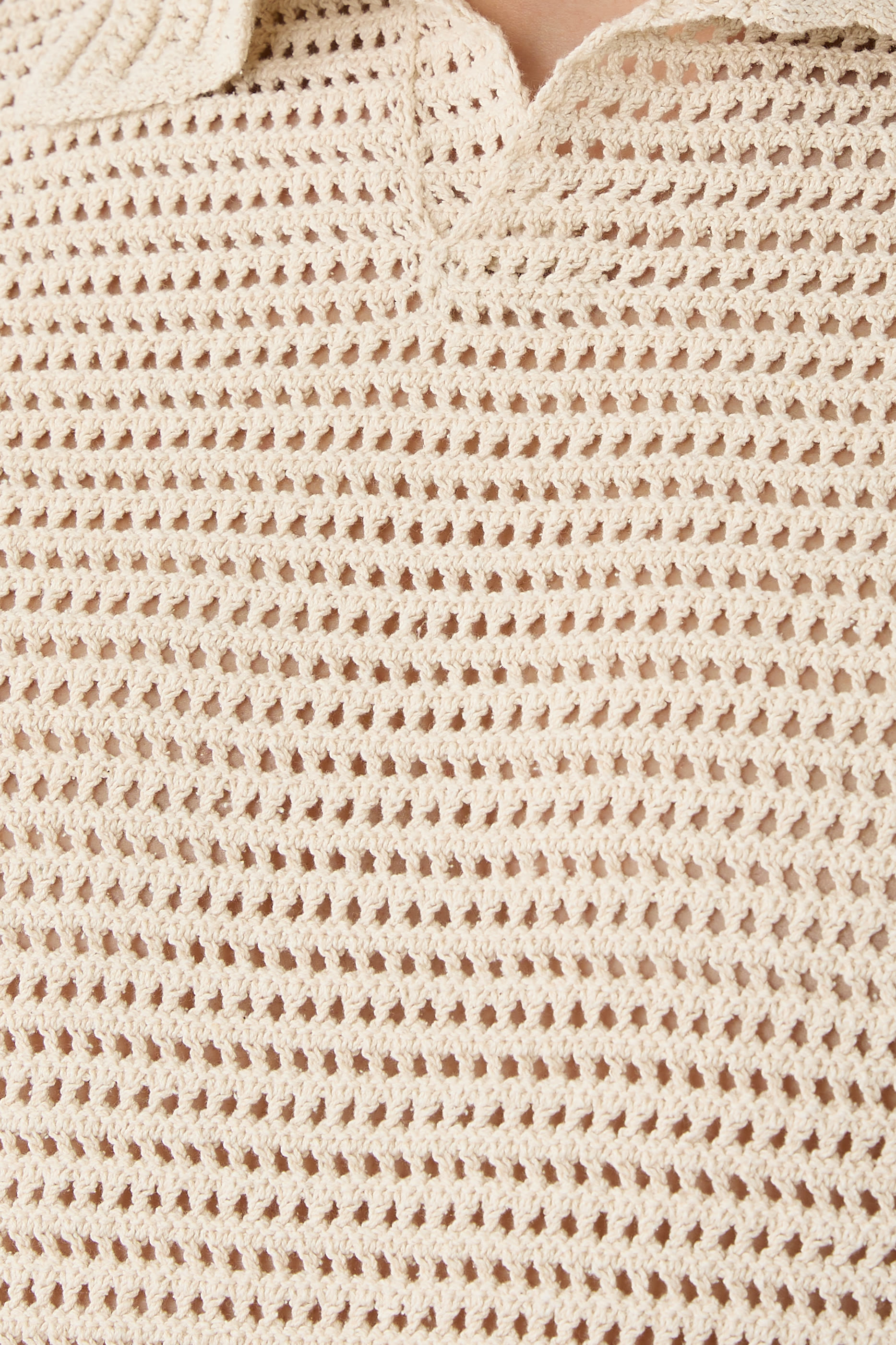 قميص بولو توساه منسوج قماش شبكي، قطن وحرير