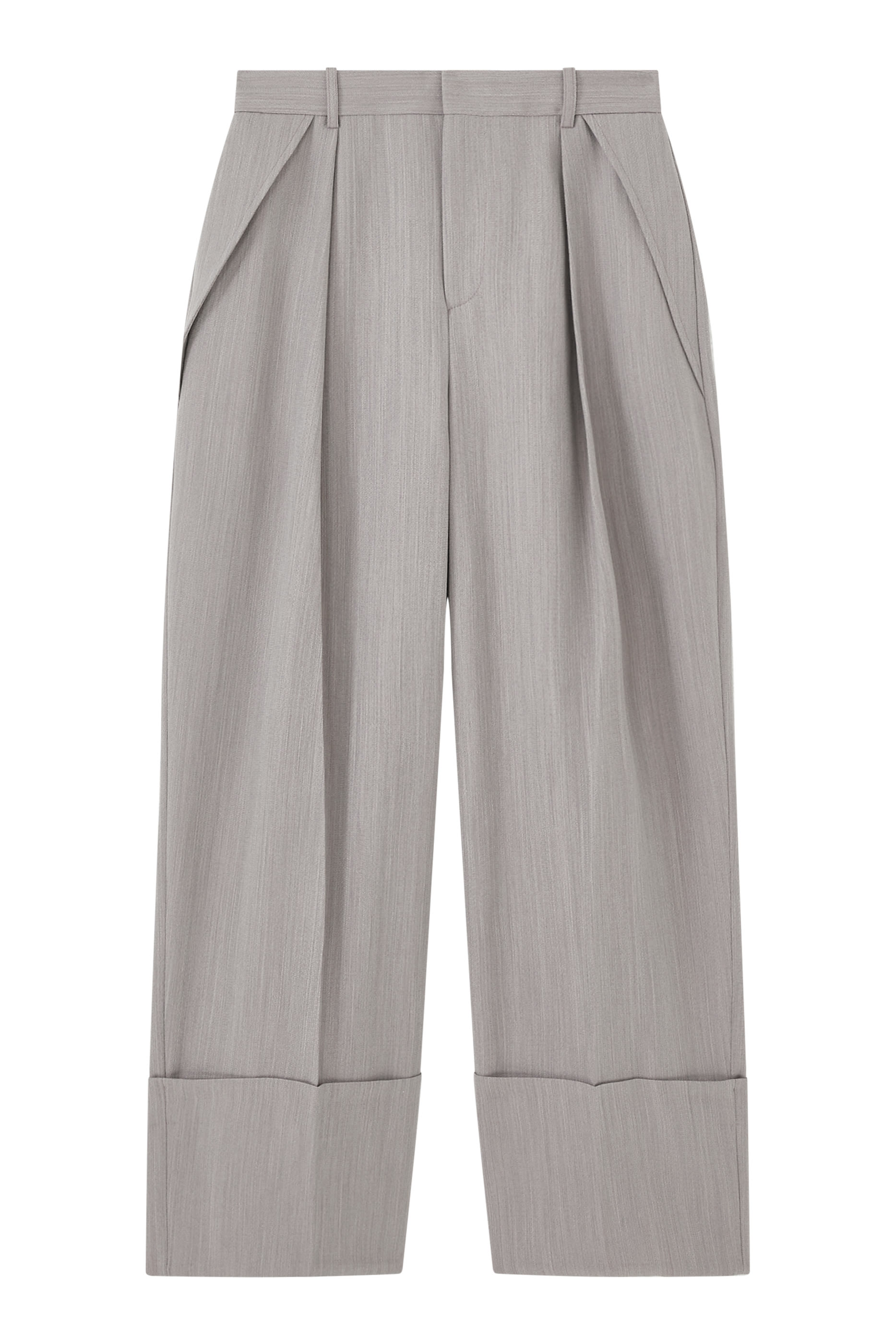 بنطال بأساور مطوية وقصة ساق واسعة