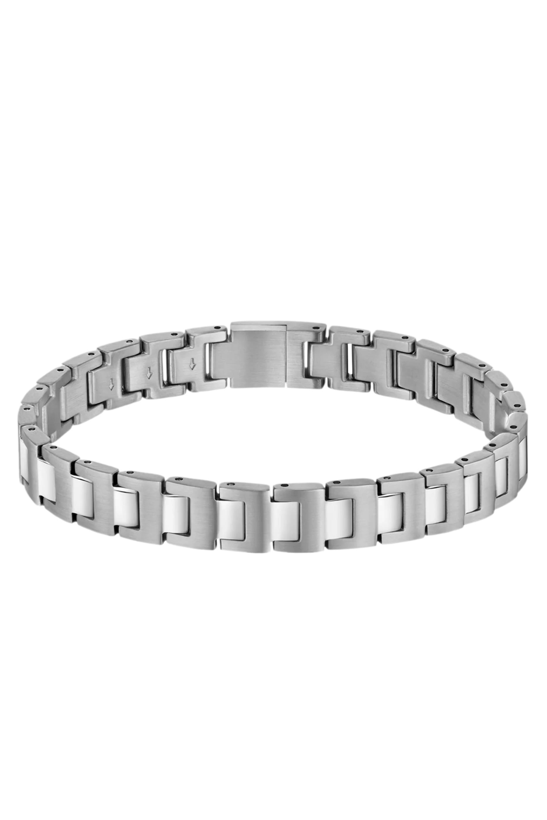 سوار بتصميم حلقات بلون فضي مع إغلاق بشعار الماركة